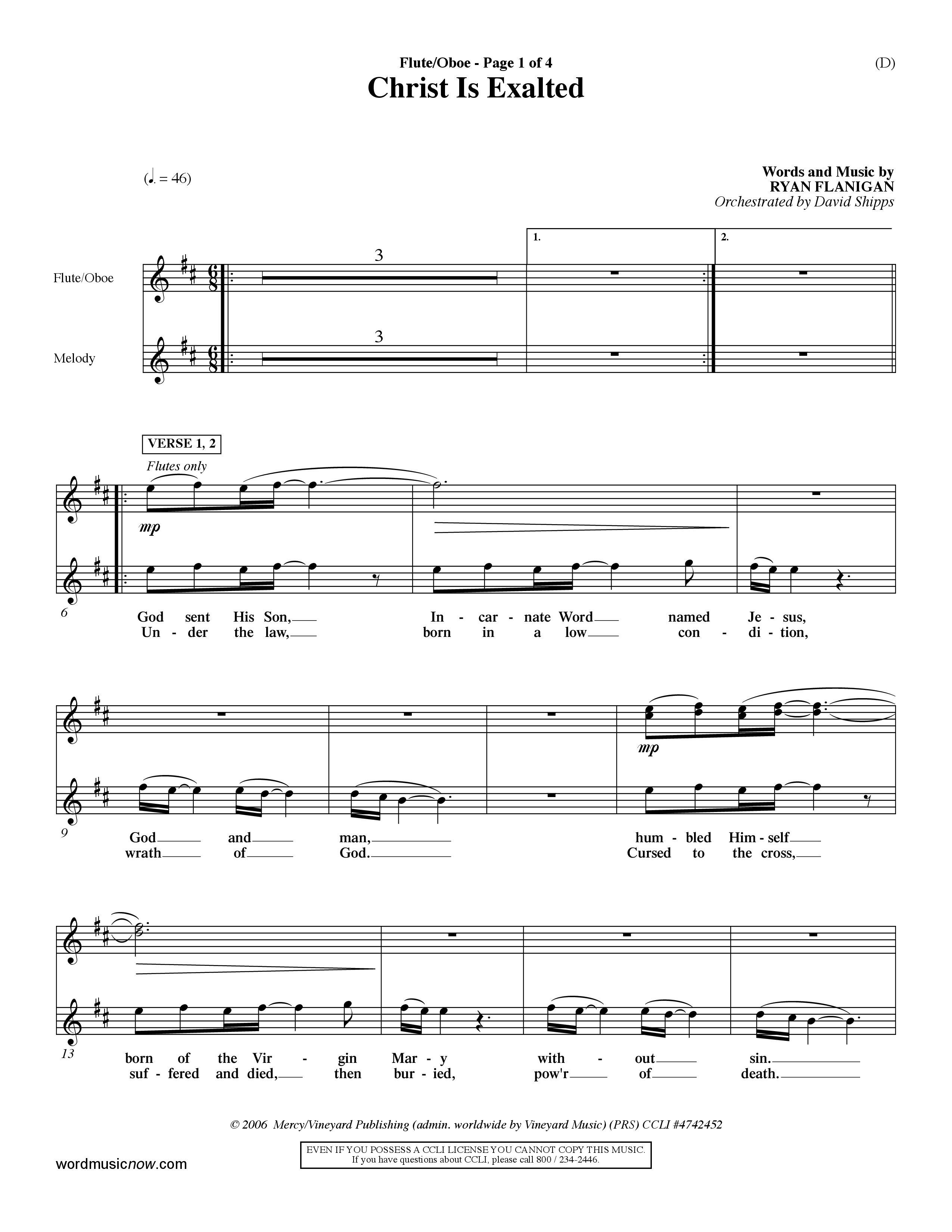 Christ Is Exalted (Choral Anthem SATB) Flute/Oboe (Word Music Choral / Orch. David Shipps)