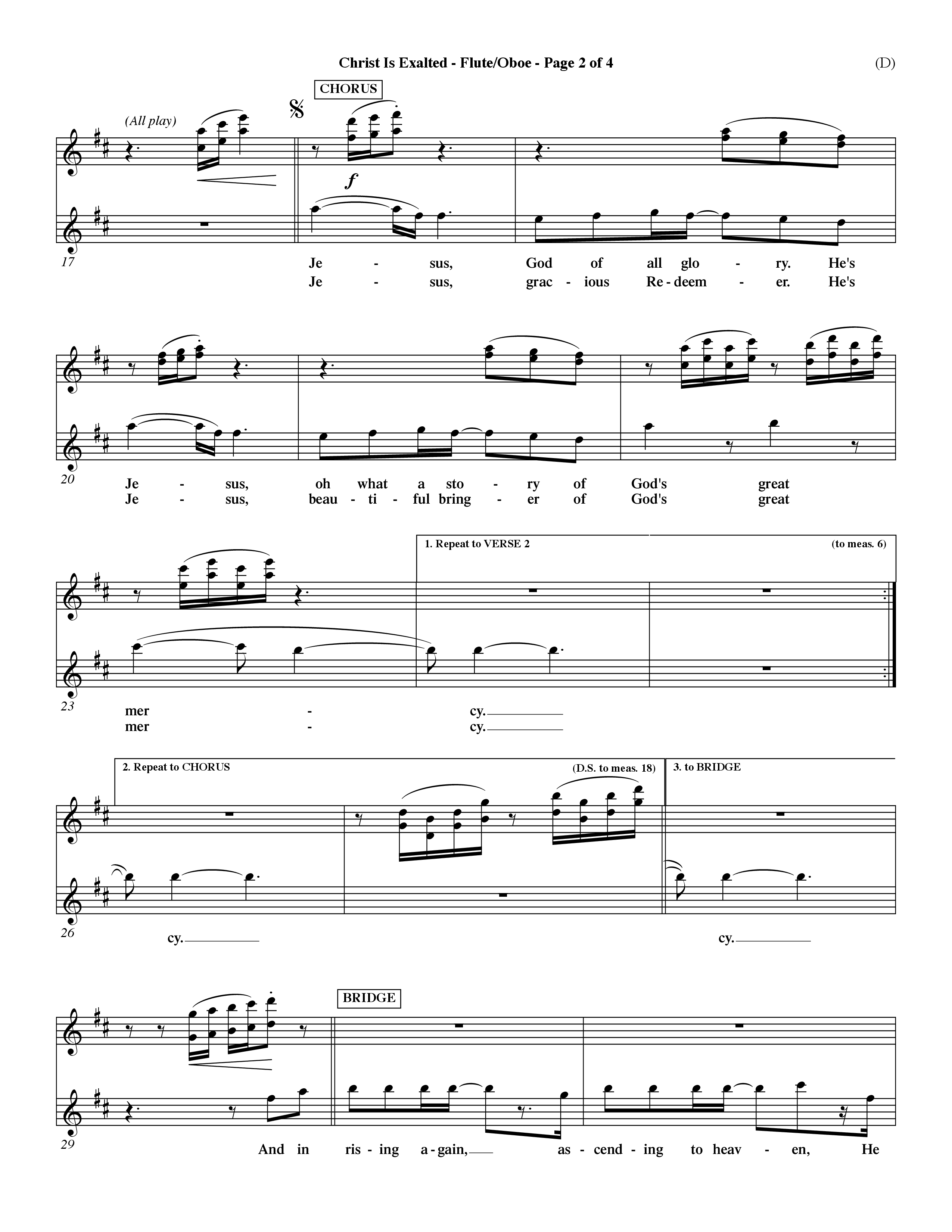 Christ Is Exalted (Choral Anthem SATB) Flute/Oboe (Word Music Choral / Orch. David Shipps)