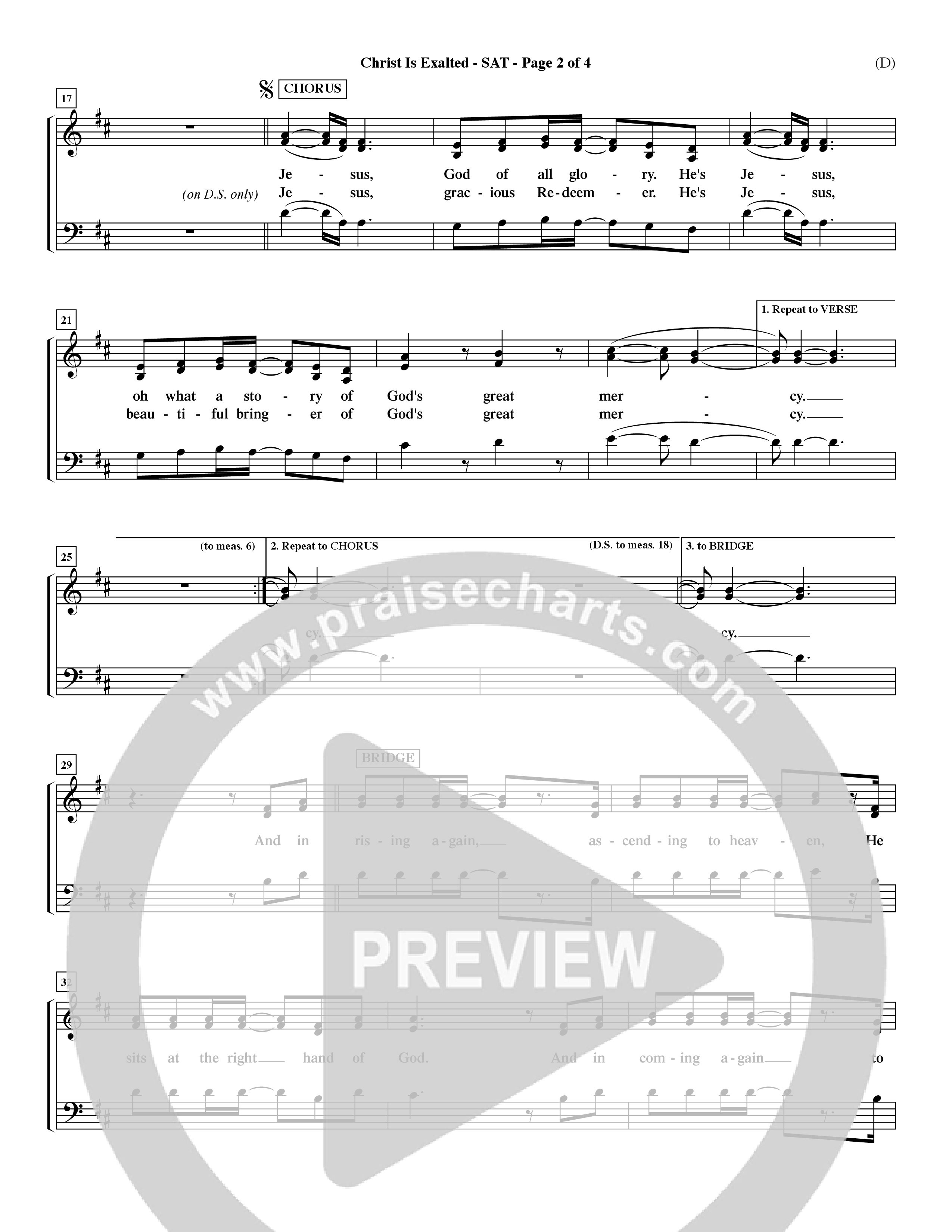 Christ Is Exalted (Choral Anthem SATB) Lead Sheet (SAT) (Word Music Choral / Orch. David Shipps)