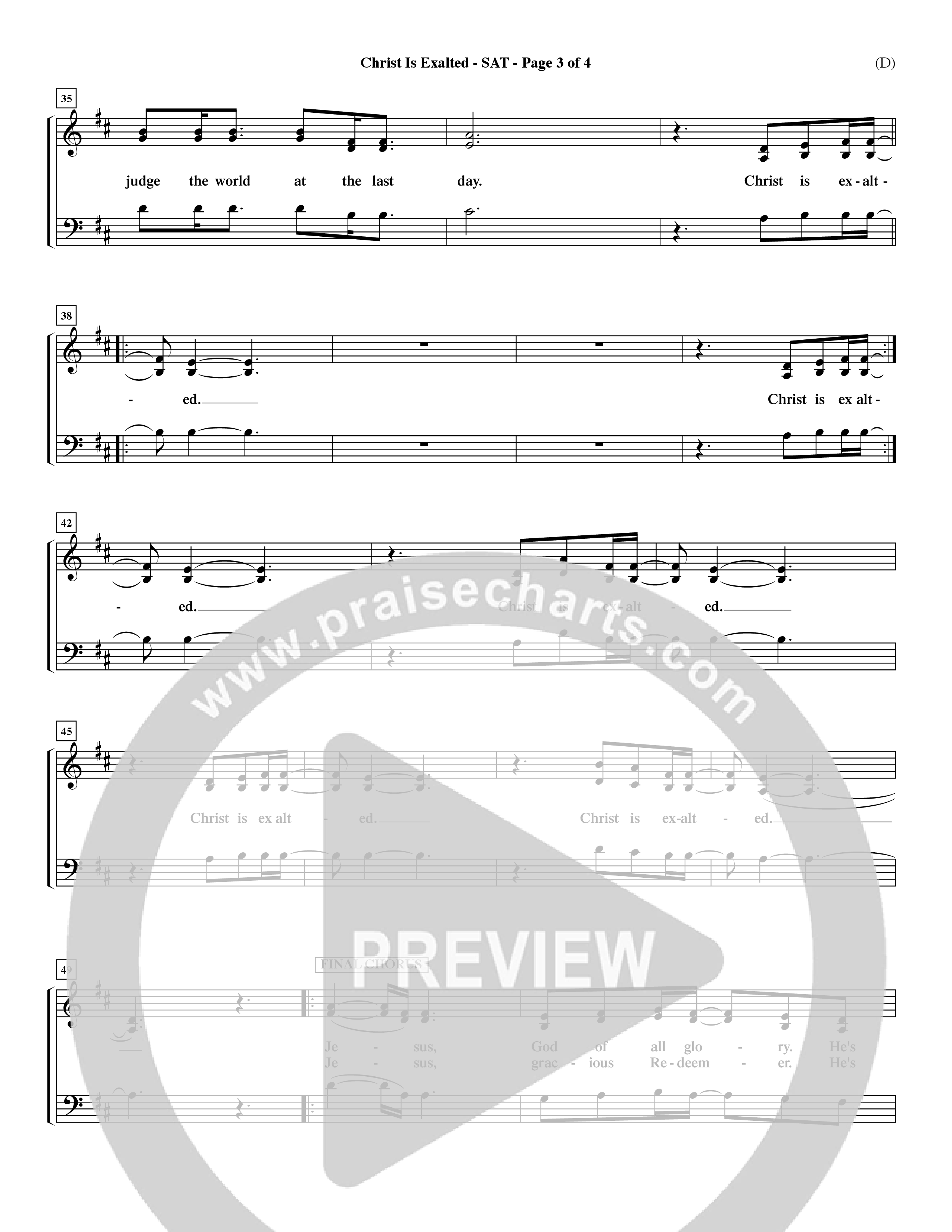 Christ Is Exalted (Choral Anthem SATB) Lead Sheet (SAT) (Word Music Choral / Orch. David Shipps)