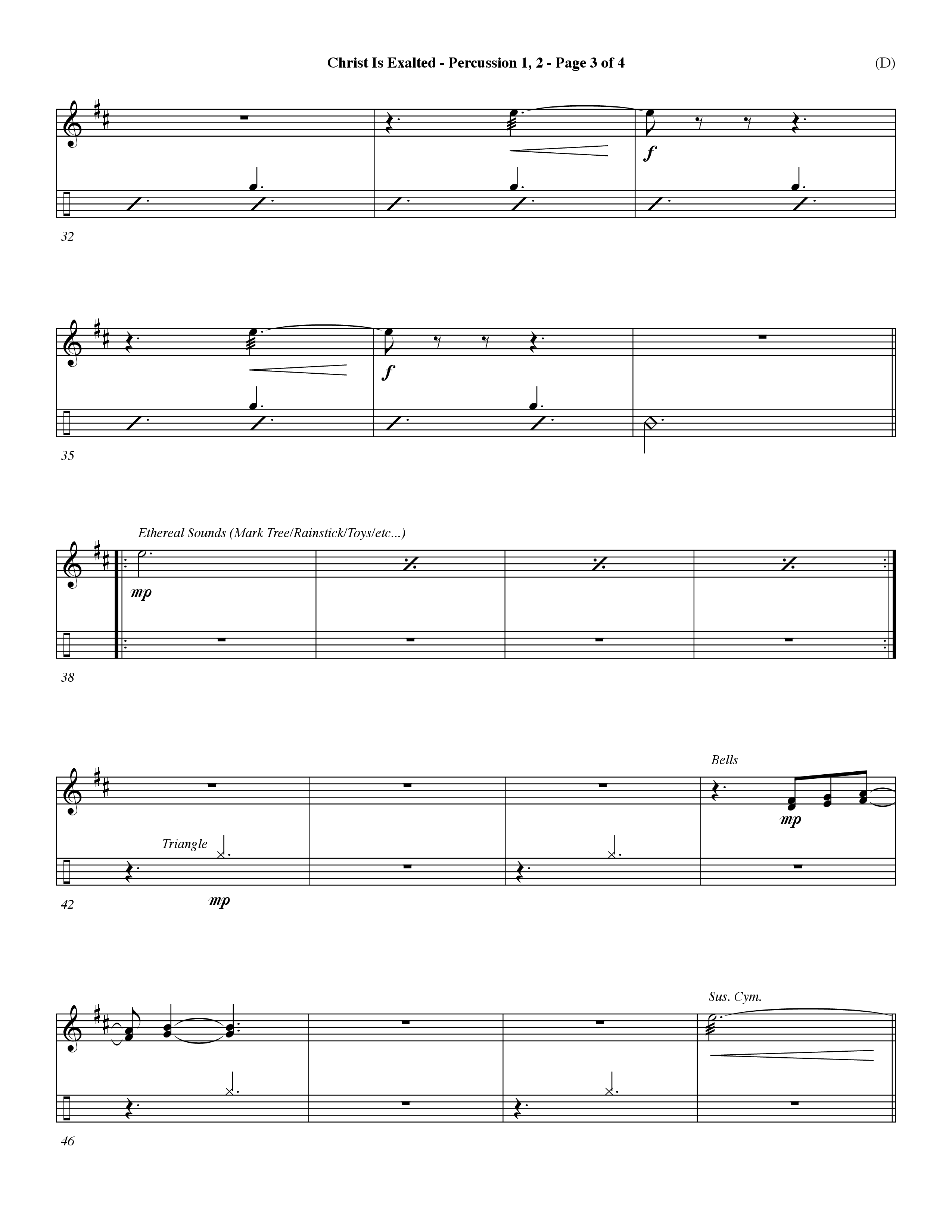 Christ Is Exalted (Choral Anthem SATB) Percussion 1/2 (Word Music Choral / Orch. David Shipps)