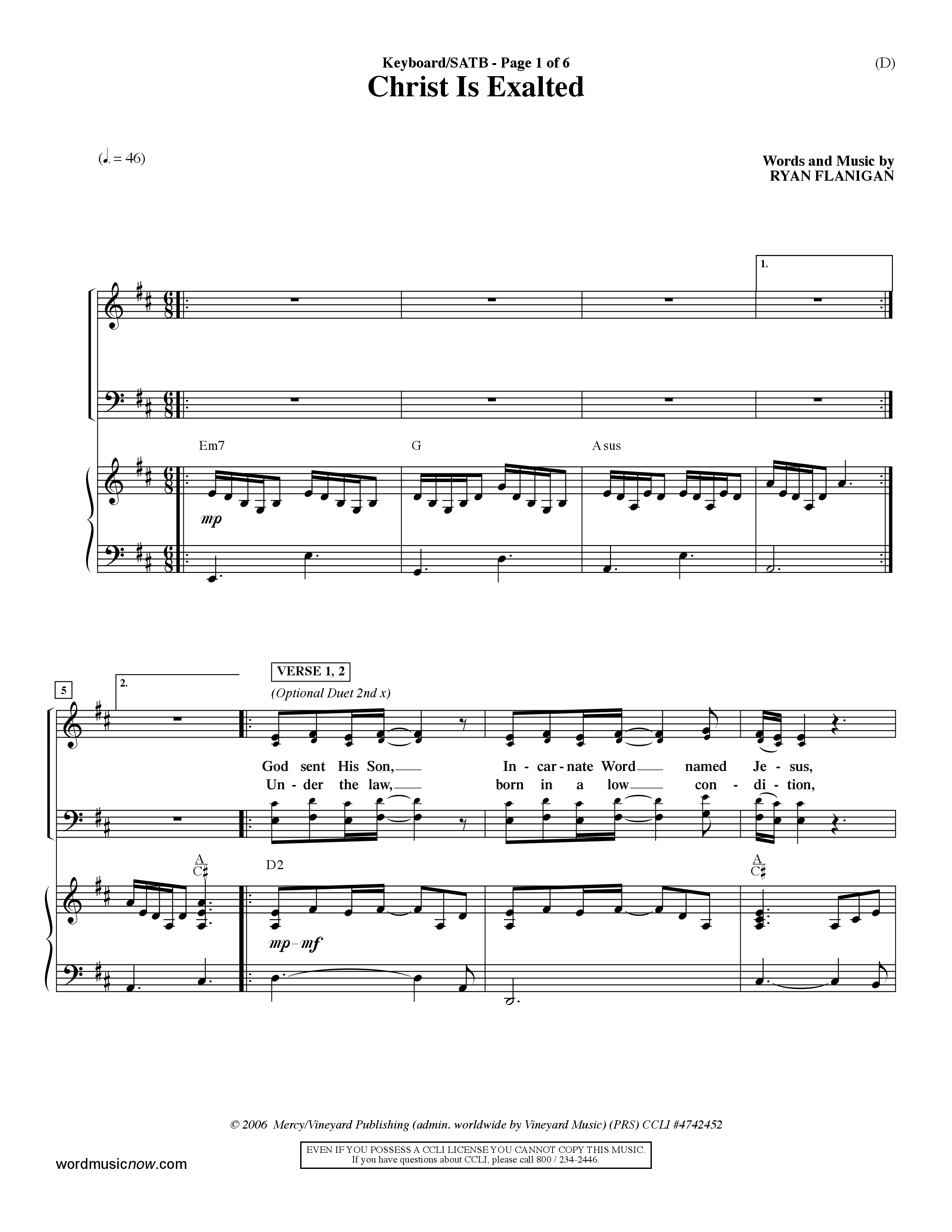 Christ Is Exalted (Choral Anthem SATB) Keyboard/Vocal (SATB) (Word Music Choral / Orch. David Shipps)