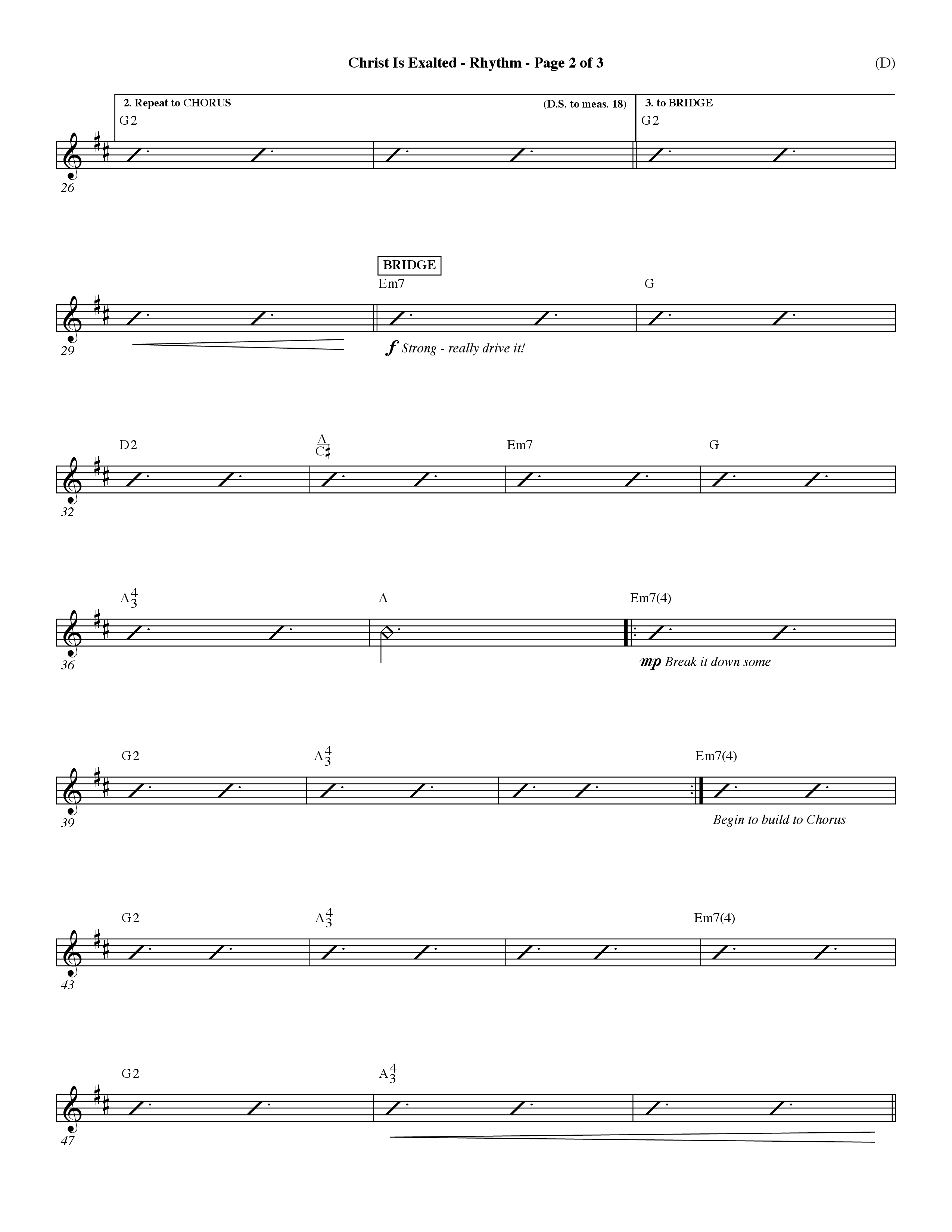 Christ Is Exalted (Choral Anthem SATB) Rhythm Chart (Word Music Choral / Orch. David Shipps)