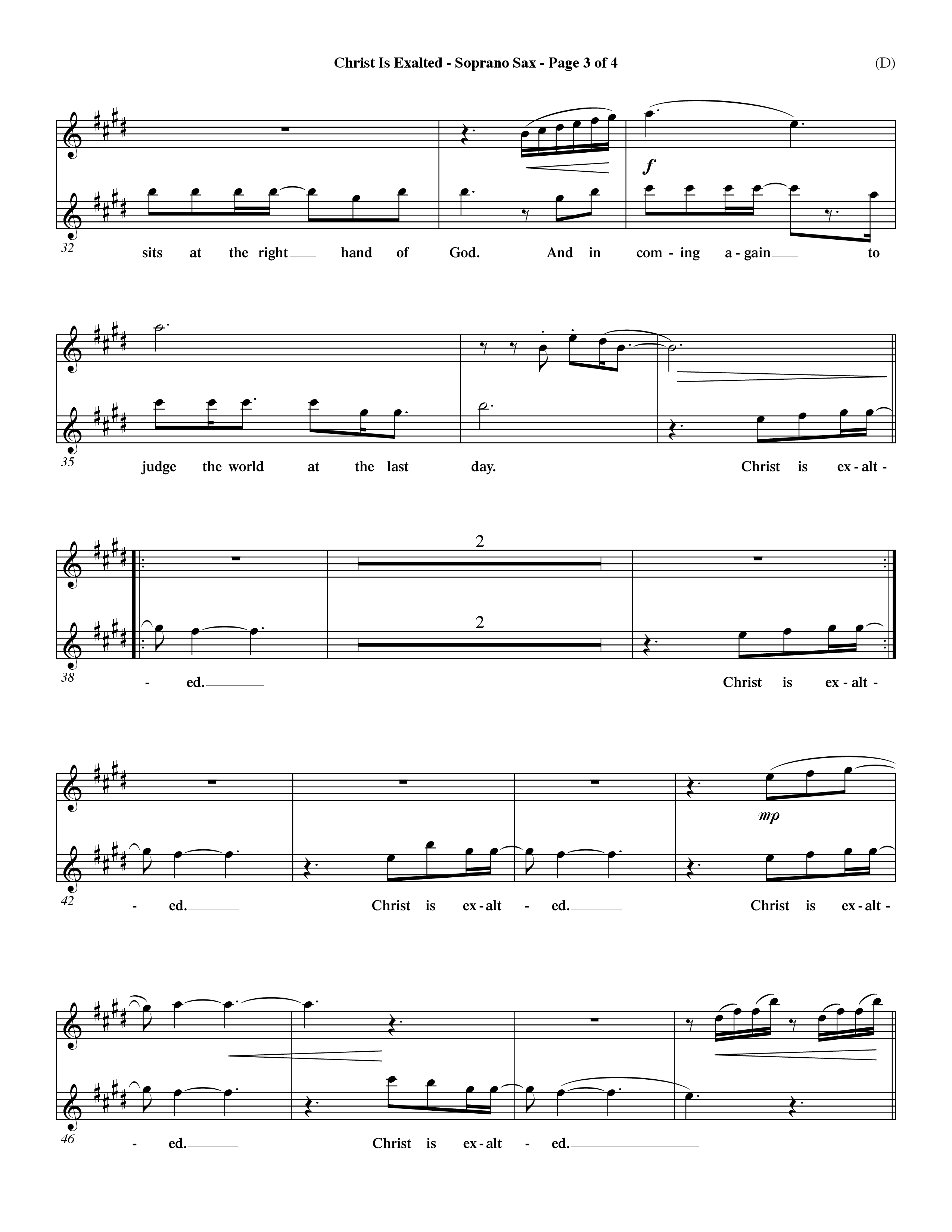 Christ Is Exalted (Choral Anthem SATB) Saxophone (Word Music Choral / Orch. David Shipps)