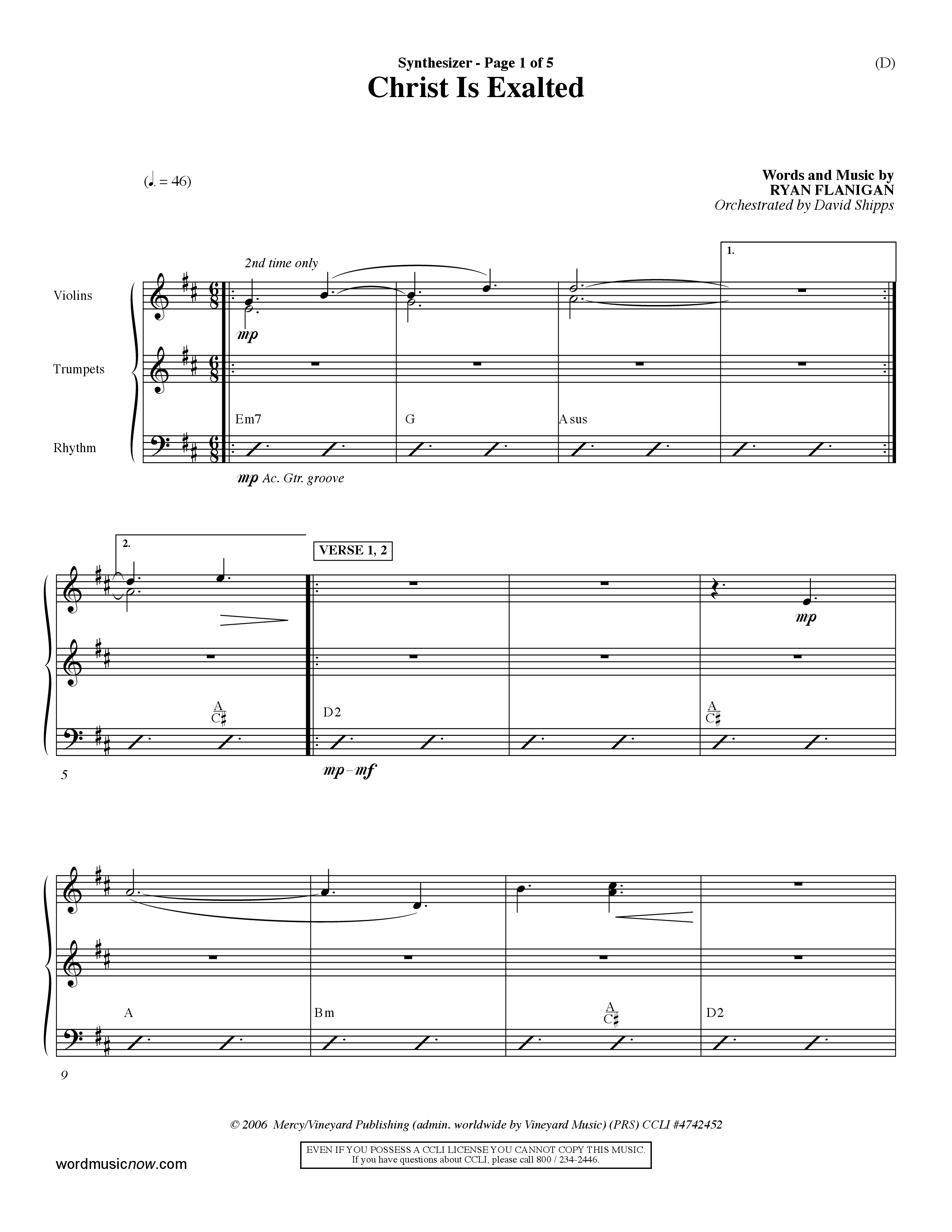 Christ Is Exalted (Choral Anthem SATB) Synth (Word Music Choral / Orch. David Shipps)