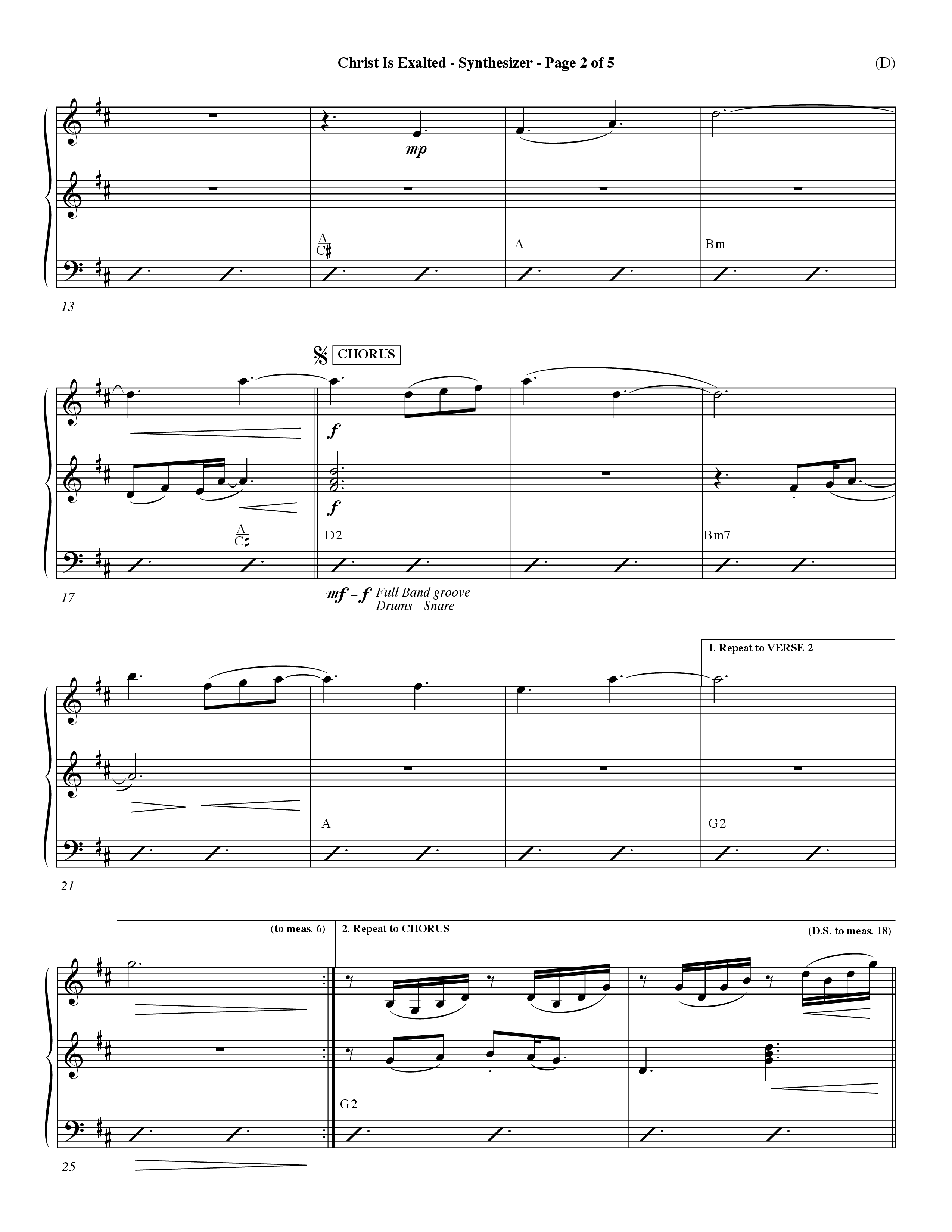 Christ Is Exalted (Choral Anthem SATB) Synth (Word Music Choral / Orch. David Shipps)