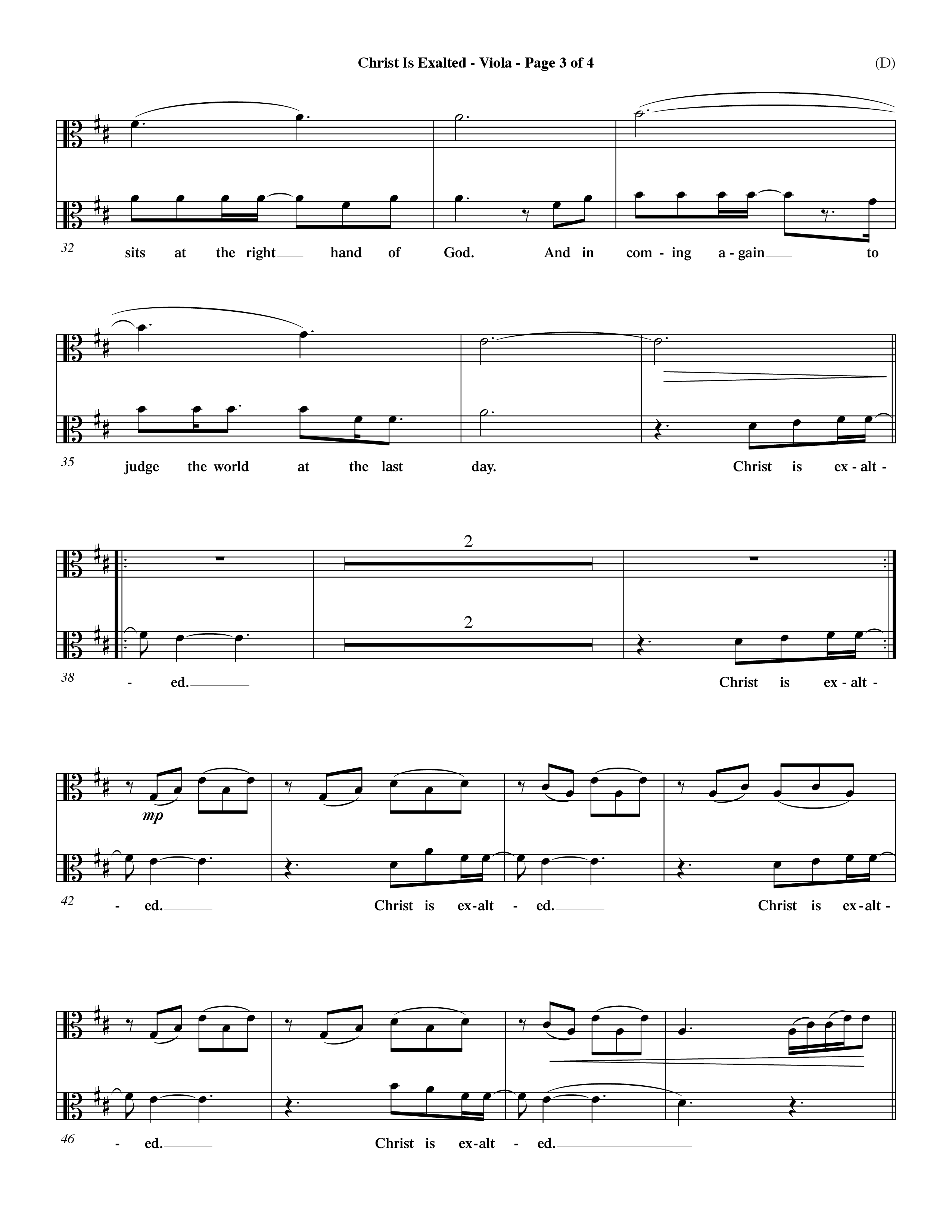 Christ Is Exalted (Choral Anthem SATB) Viola (Word Music Choral / Orch. David Shipps)