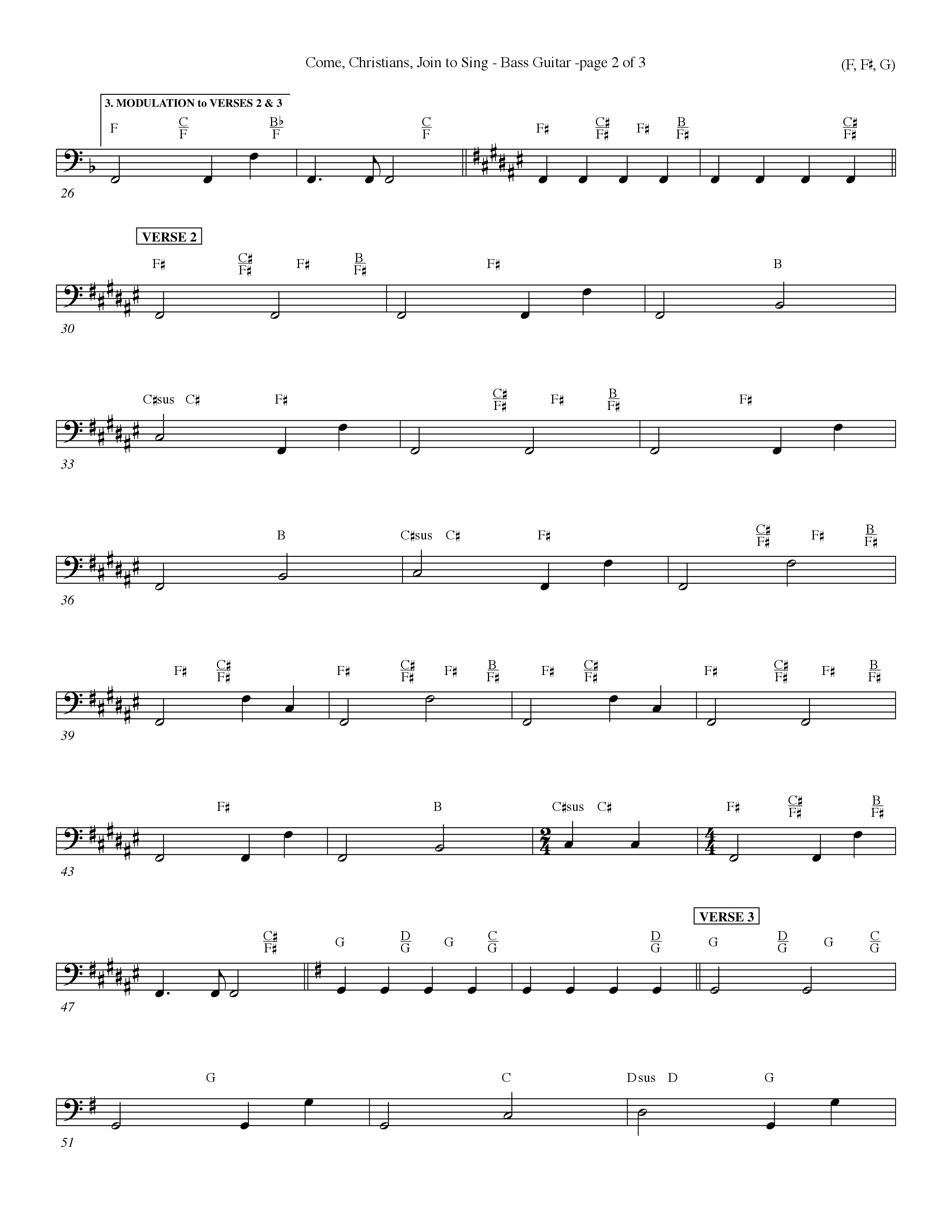 Come Christians Join To Sing Bass Guitar (Word Music Choral / Arr. John Coates / Orch. Dave Williamson / Orch. Keith Christopher)