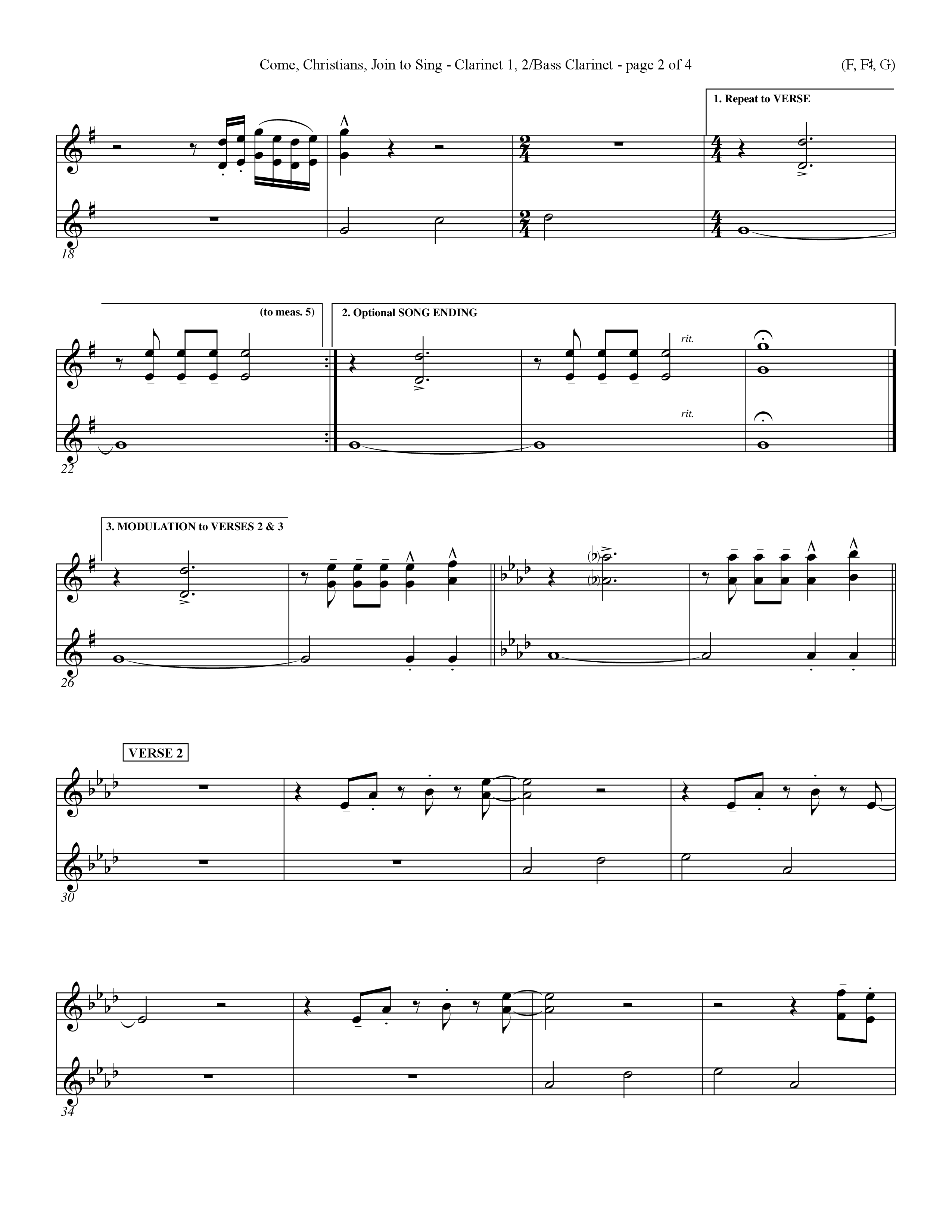Come Christians Join To Sing Clarinet 1/2, Bass Clarinet (Word Music Choral / Arr. John Coates / Orch. Dave Williamson / Orch. Keith Christopher)