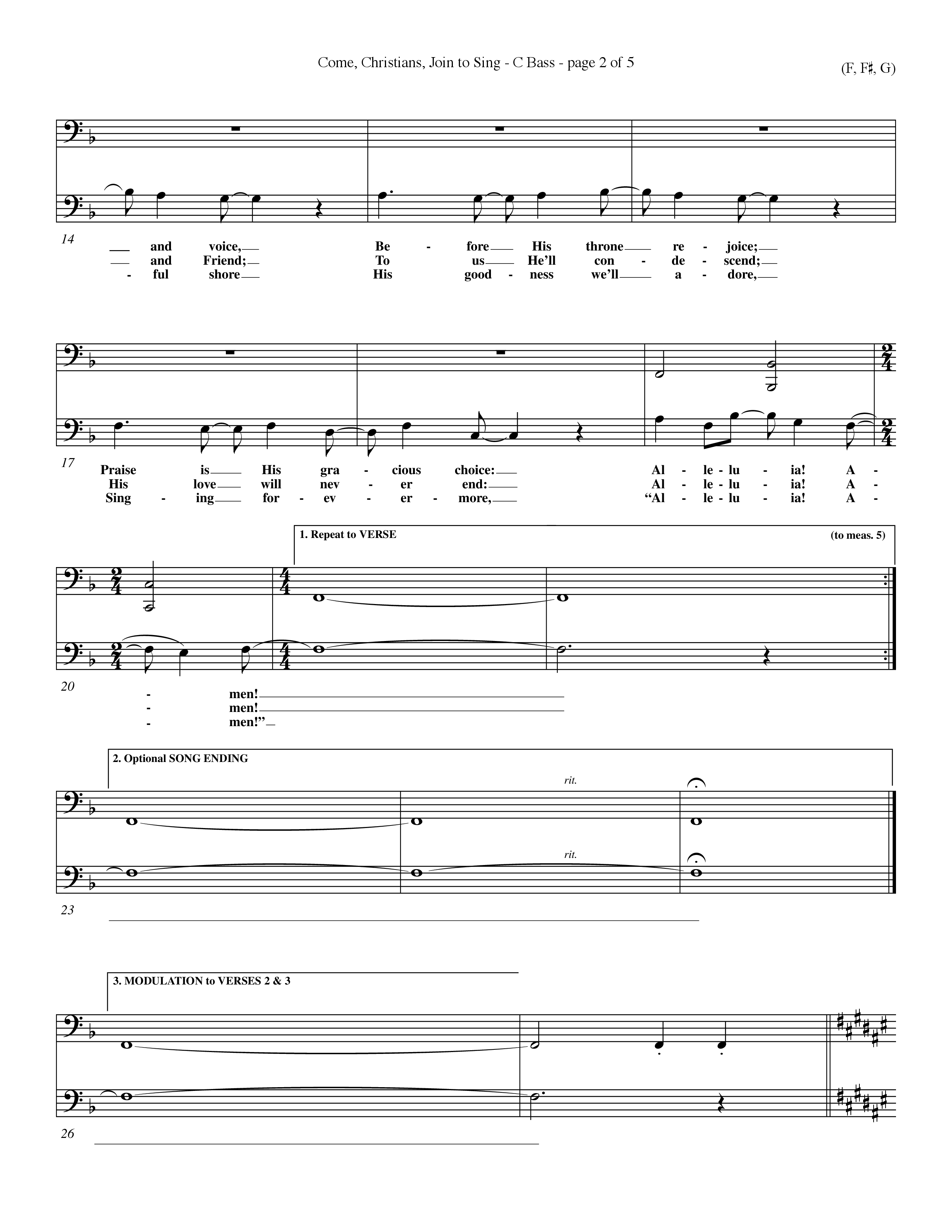 Come Christians Join To Sing Contrabass (Word Music Choral / Arr. John Coates / Orch. Dave Williamson / Orch. Keith Christopher)