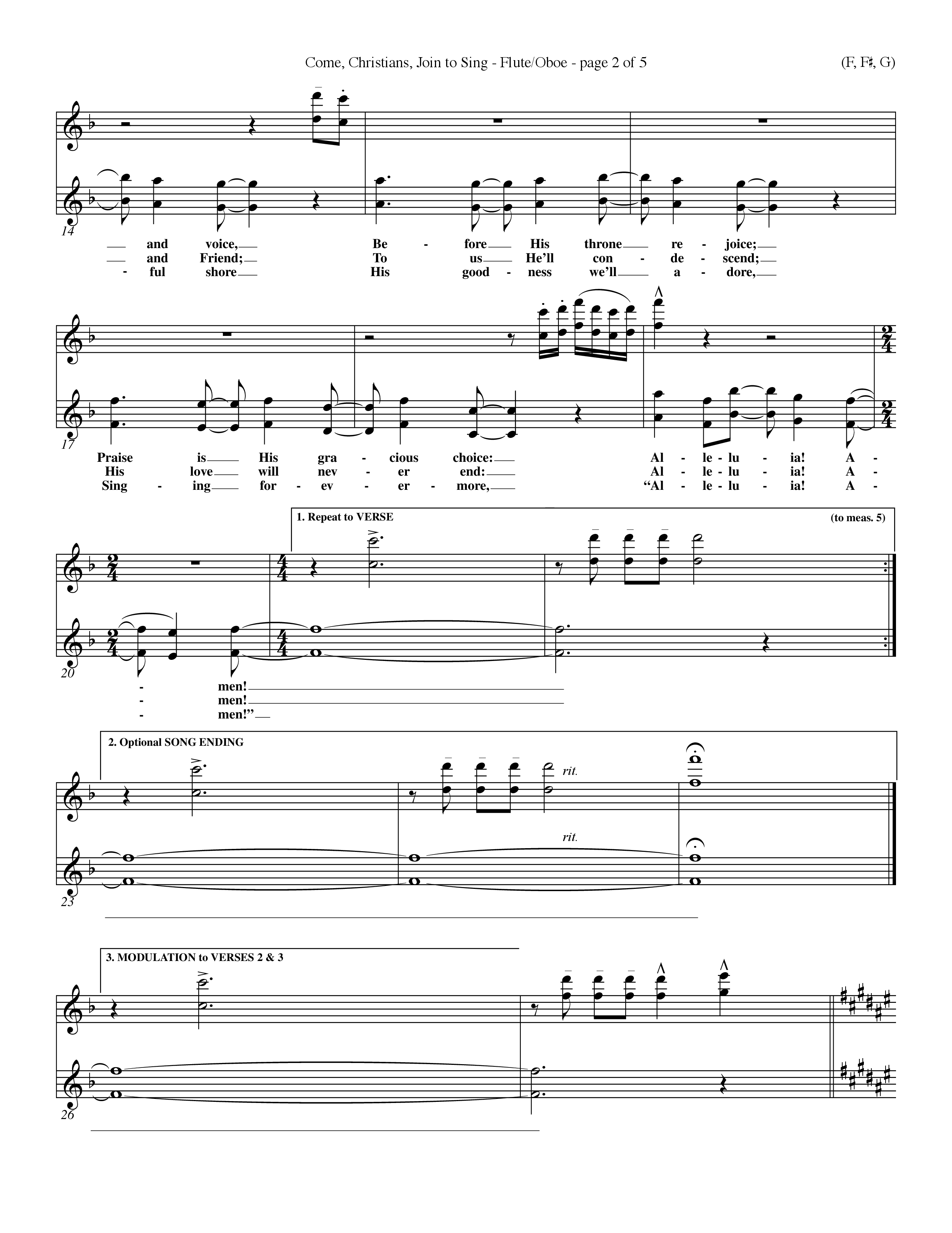 Come Christians Join To Sing Flute/Oboe (Word Music Choral / Arr. John Coates / Orch. Dave Williamson / Orch. Keith Christopher)