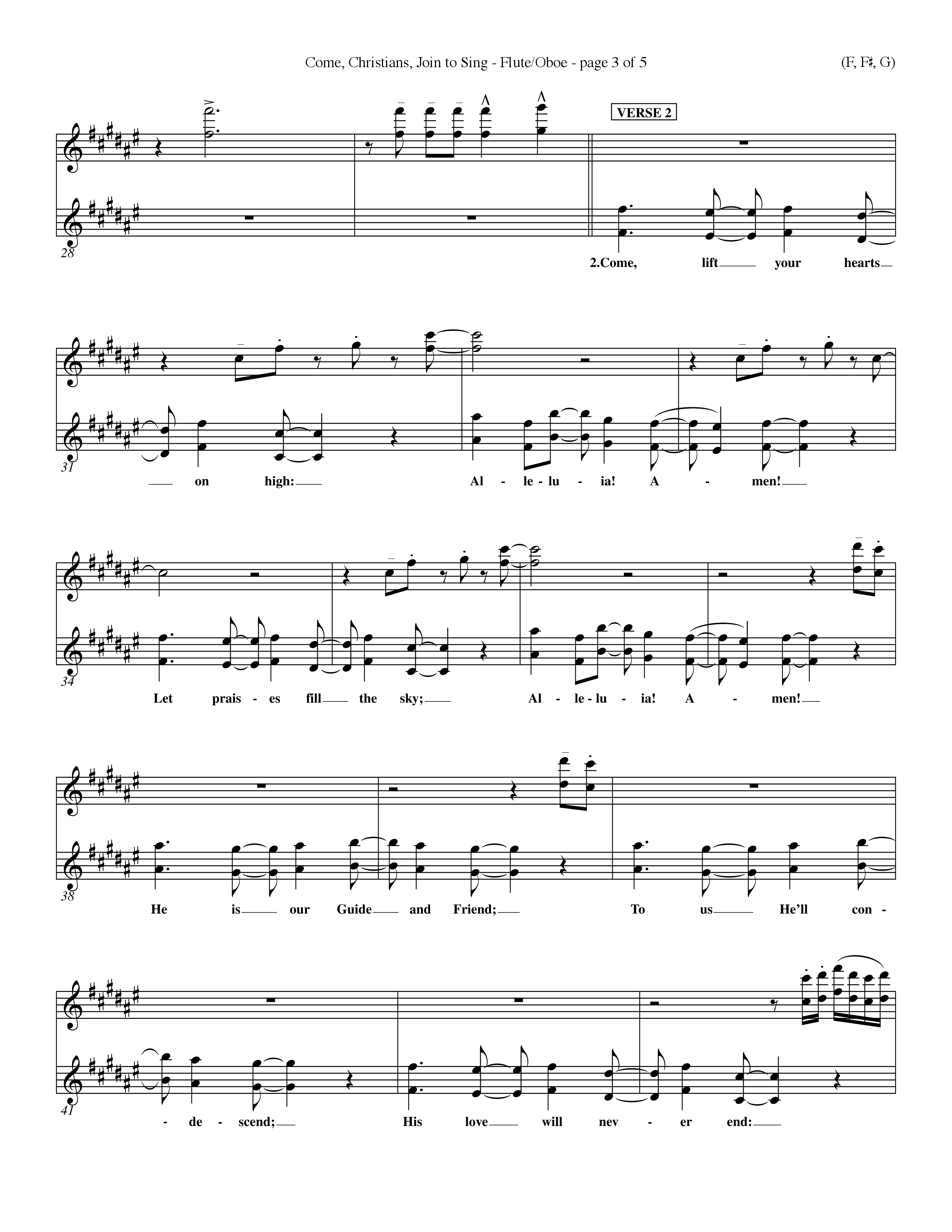 Come Christians Join To Sing Flute/Oboe (Word Music Choral / Arr. John Coates / Orch. Dave Williamson / Orch. Keith Christopher)