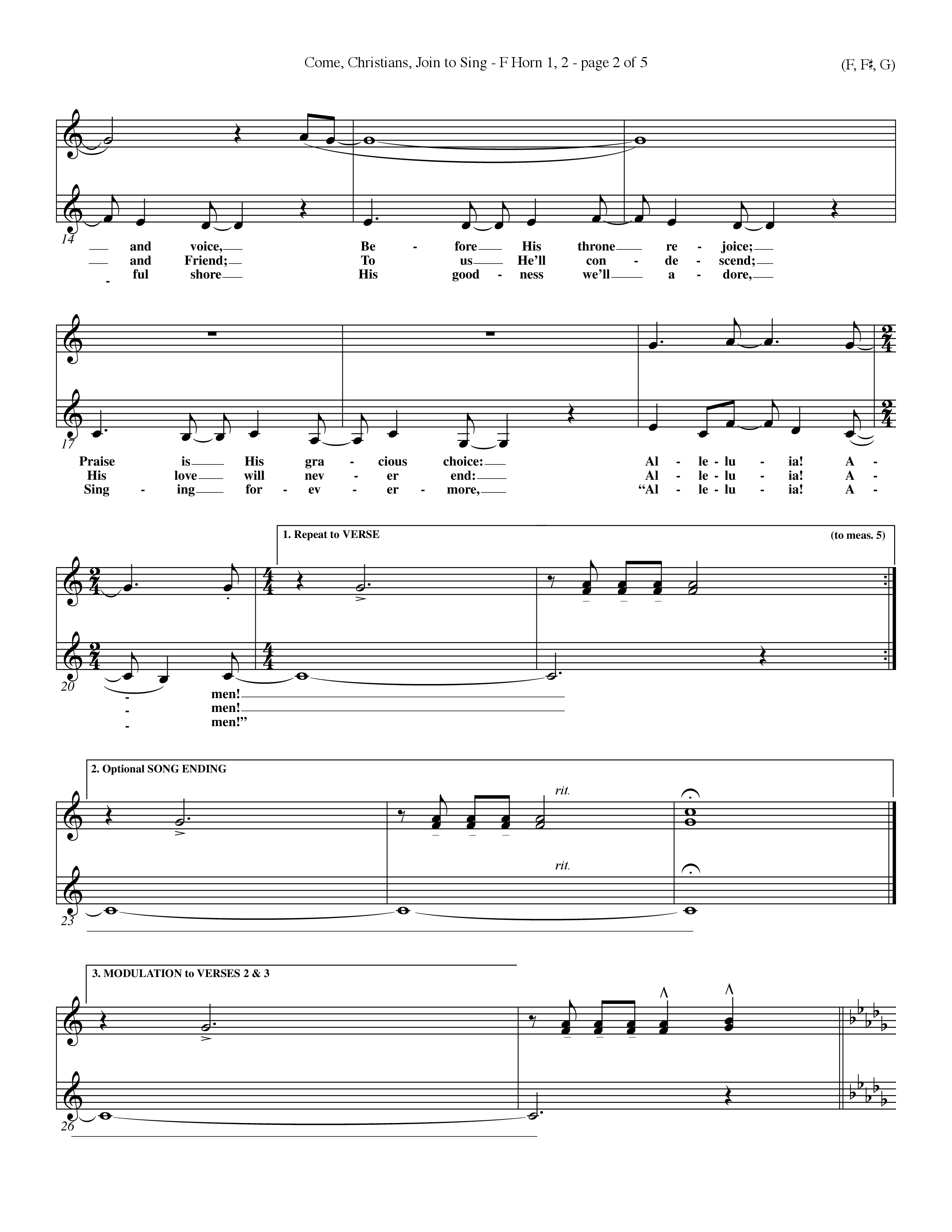 Come Christians Join To Sing French Horn (Word Music Choral / Arr. John Coates / Orch. Dave Williamson / Orch. Keith Christopher)