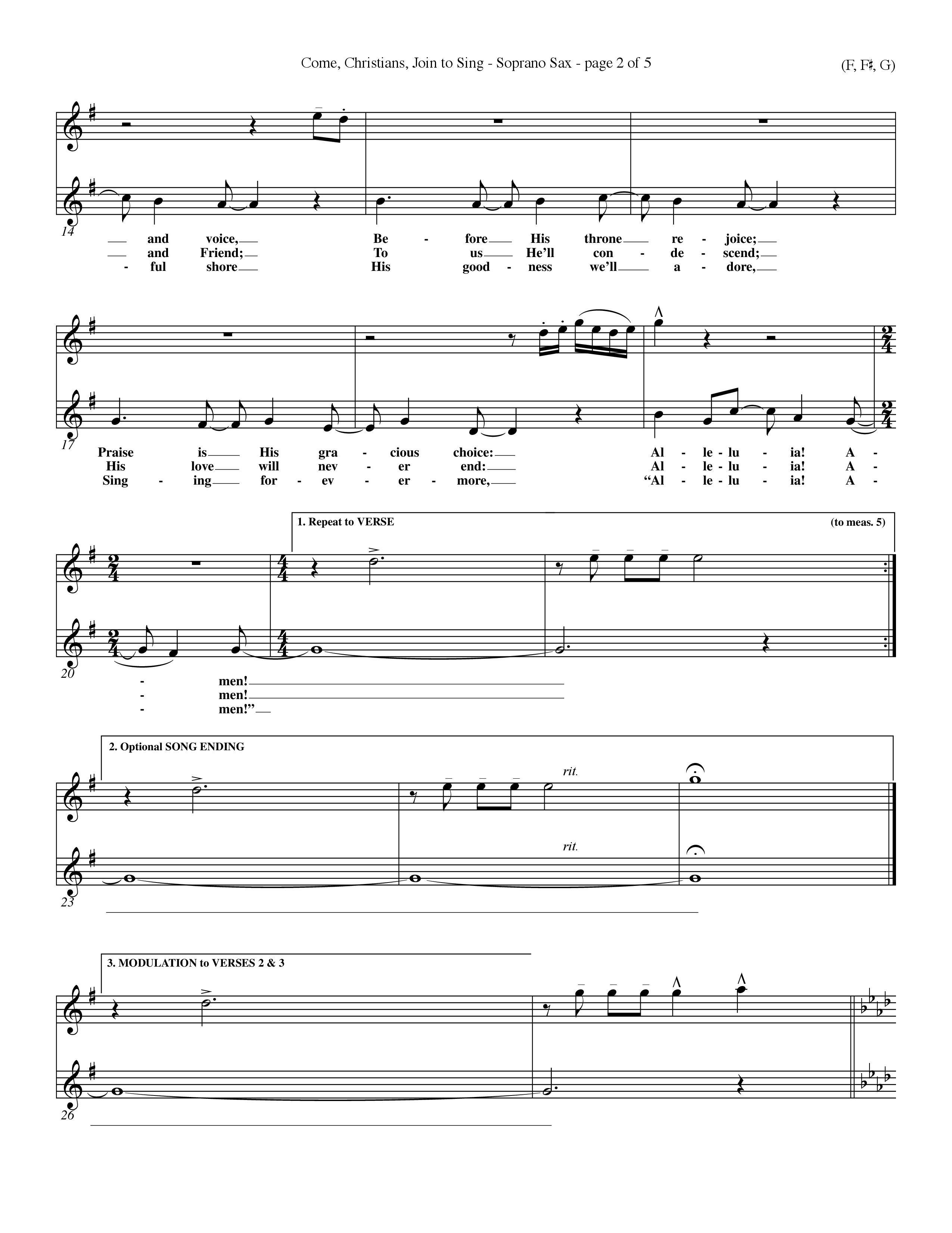 Come Christians Join To Sing Saxophone (Word Music Choral / Arr. John Coates / Orch. Dave Williamson / Orch. Keith Christopher)