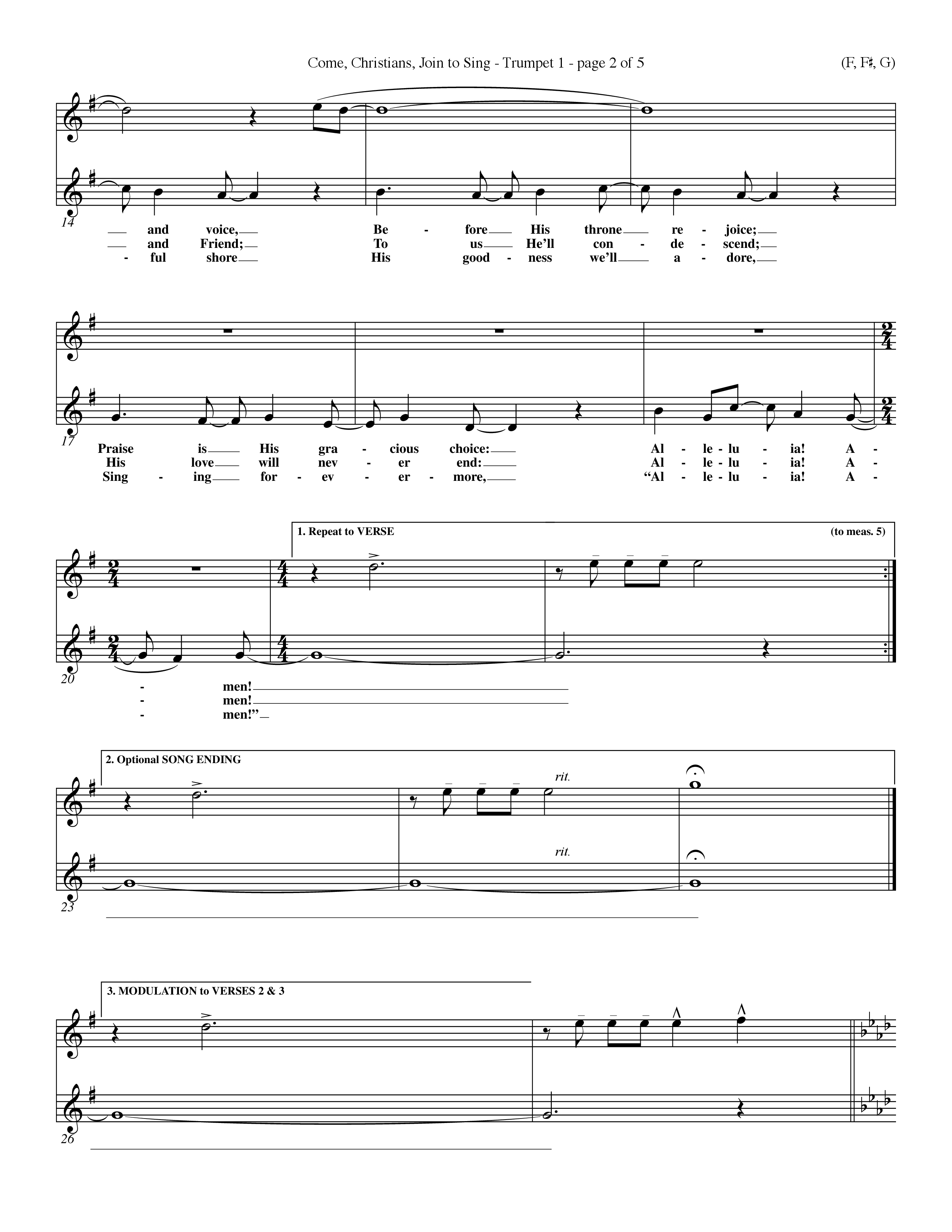 Come Christians Join To Sing Trumpet 1 (Word Music Choral / Arr. John Coates / Orch. Dave Williamson / Orch. Keith Christopher)