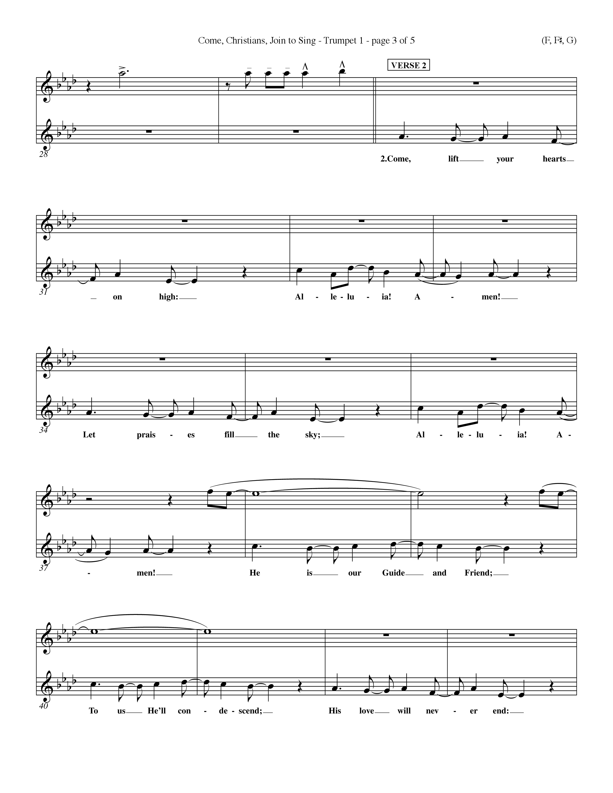 Come Christians Join To Sing Trumpet 1 (Word Music Choral / Arr. John Coates / Orch. Dave Williamson / Orch. Keith Christopher)