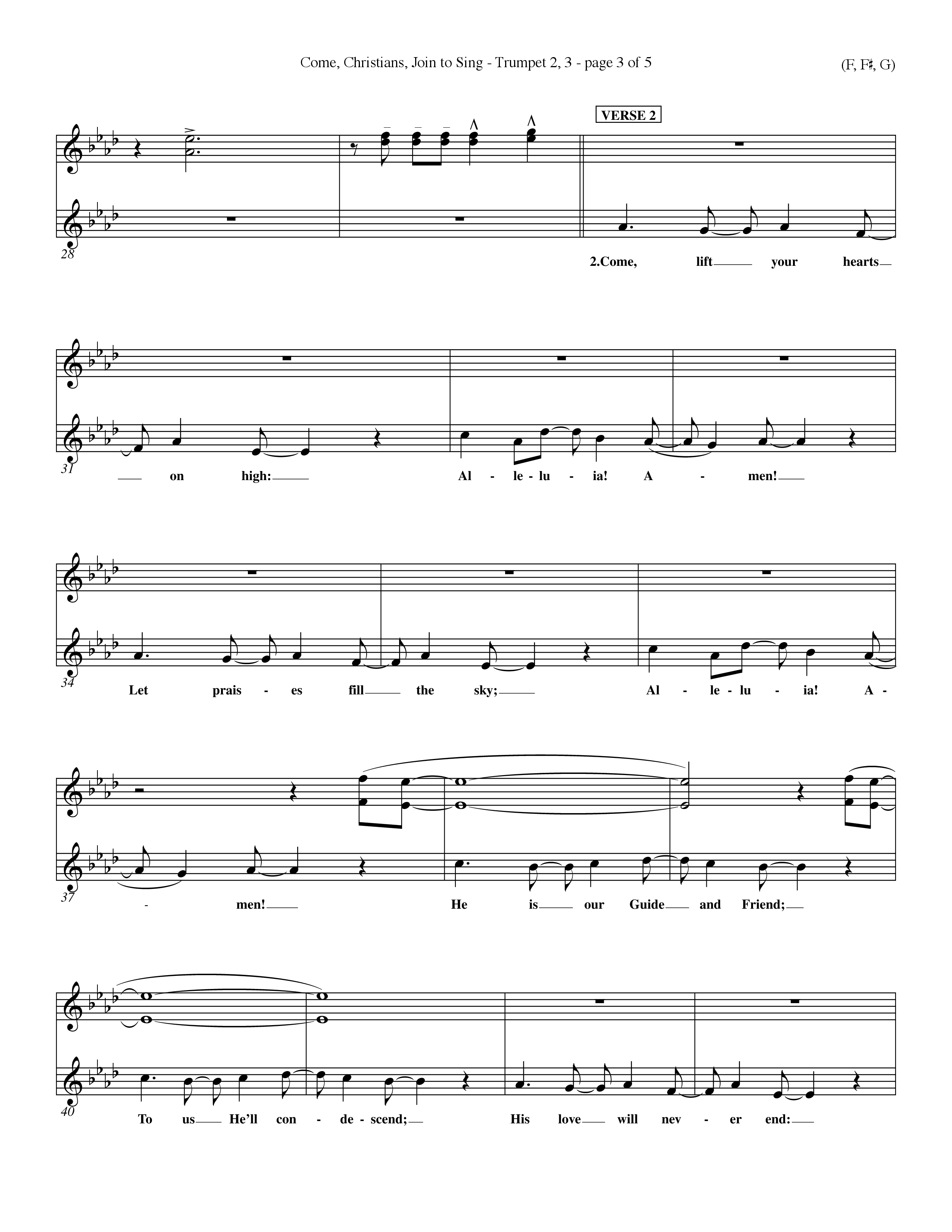 Come Christians Join To Sing Trumpet 2/3 (Word Music Choral / Arr. John Coates / Orch. Dave Williamson / Orch. Keith Christopher)