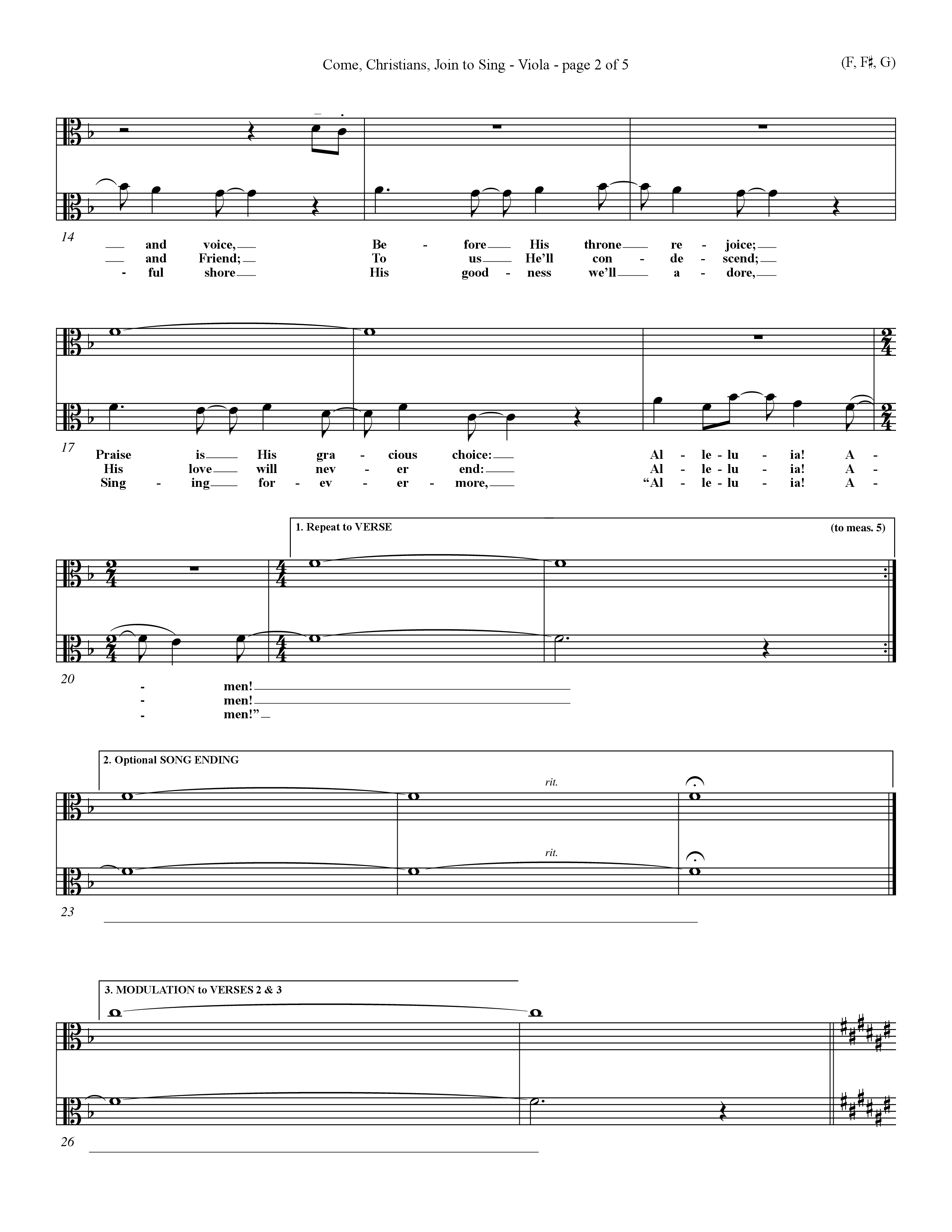 Come Christians Join To Sing Viola (Word Music Choral / Arr. John Coates / Orch. Dave Williamson / Orch. Keith Christopher)