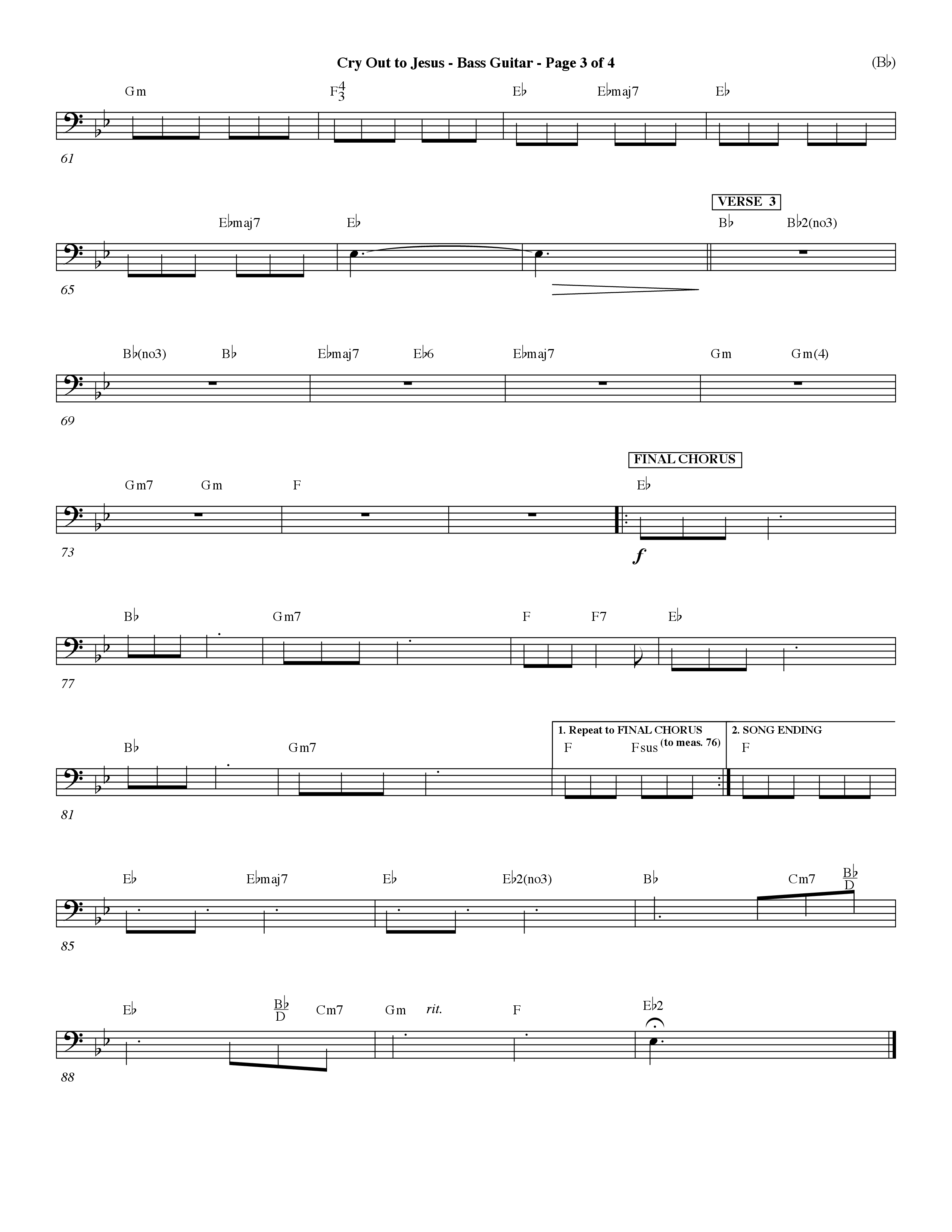 Cry Out To Jesus (Choral Anthem SATB) Bass Guitar (Word Music Choral / Orch. Dave Williamson)