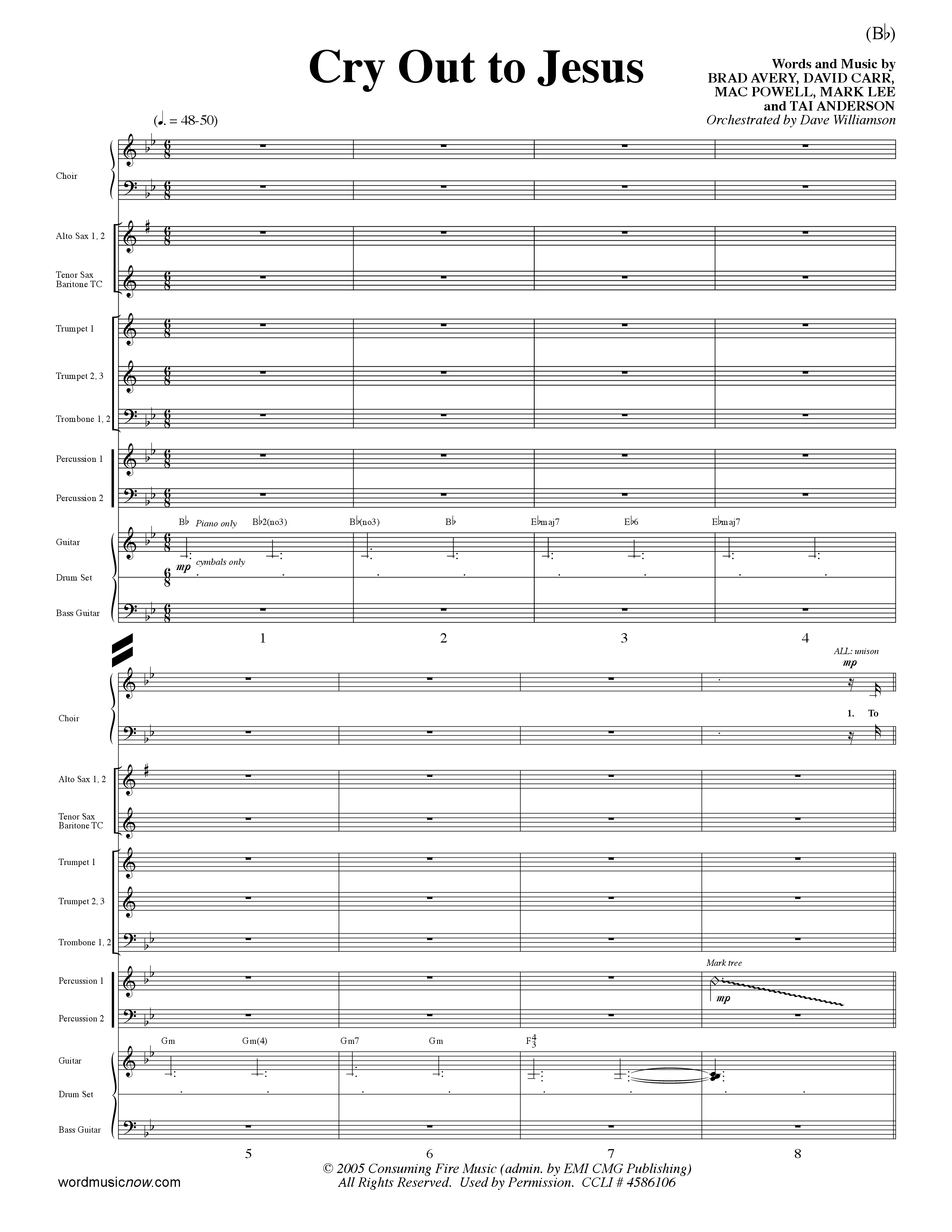 Cry Out To Jesus (Choral Anthem SATB) Conductor's Score (Word Music Choral / Orch. Dave Williamson)