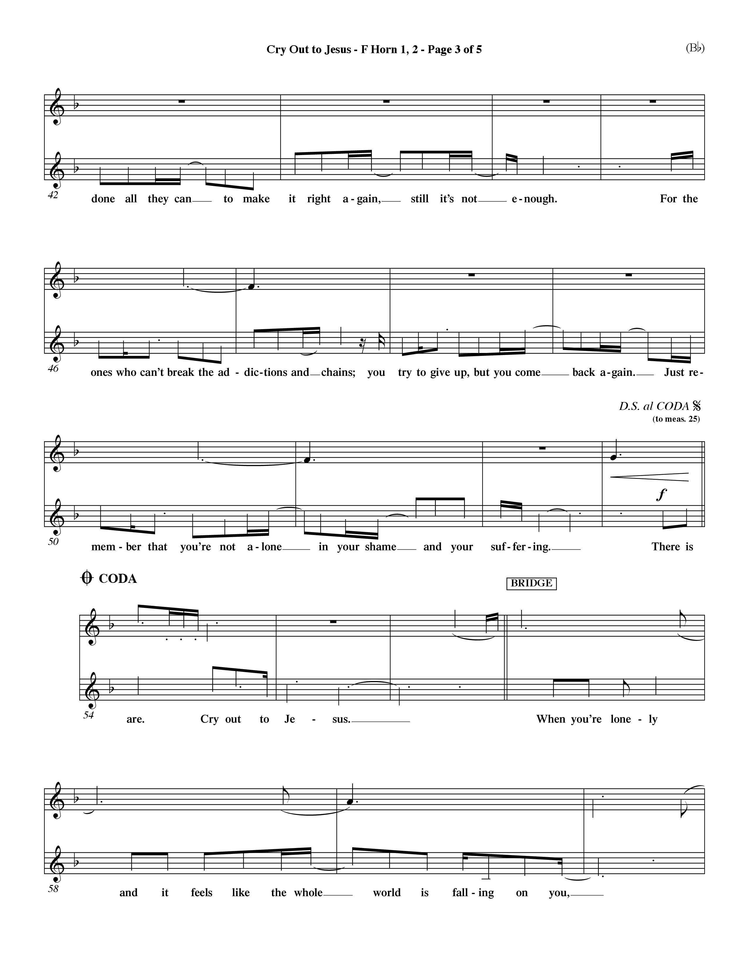 Cry Out To Jesus (Choral Anthem SATB) French Horn (Word Music Choral / Orch. Dave Williamson)
