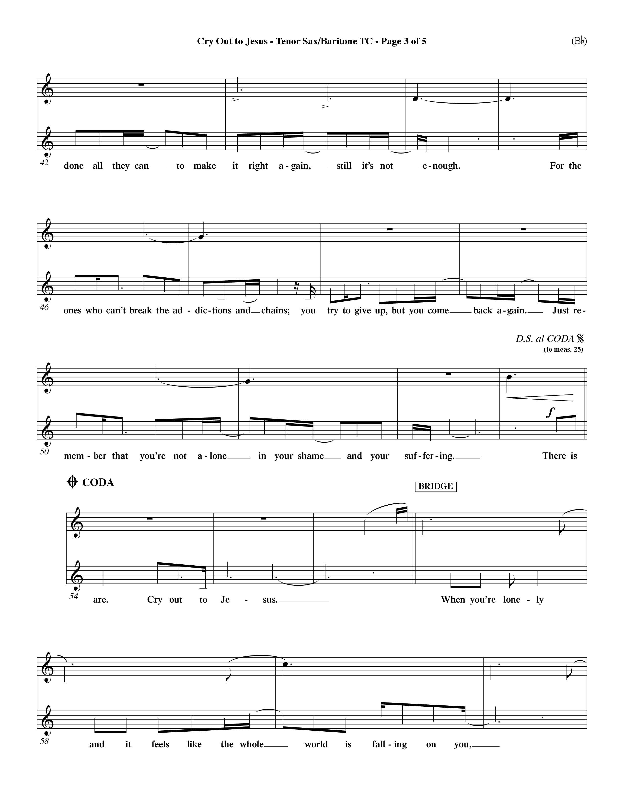 Cry Out To Jesus (Choral Anthem SATB) Tenor Sax/Baritone T.C. (Word Music Choral / Orch. Dave Williamson)