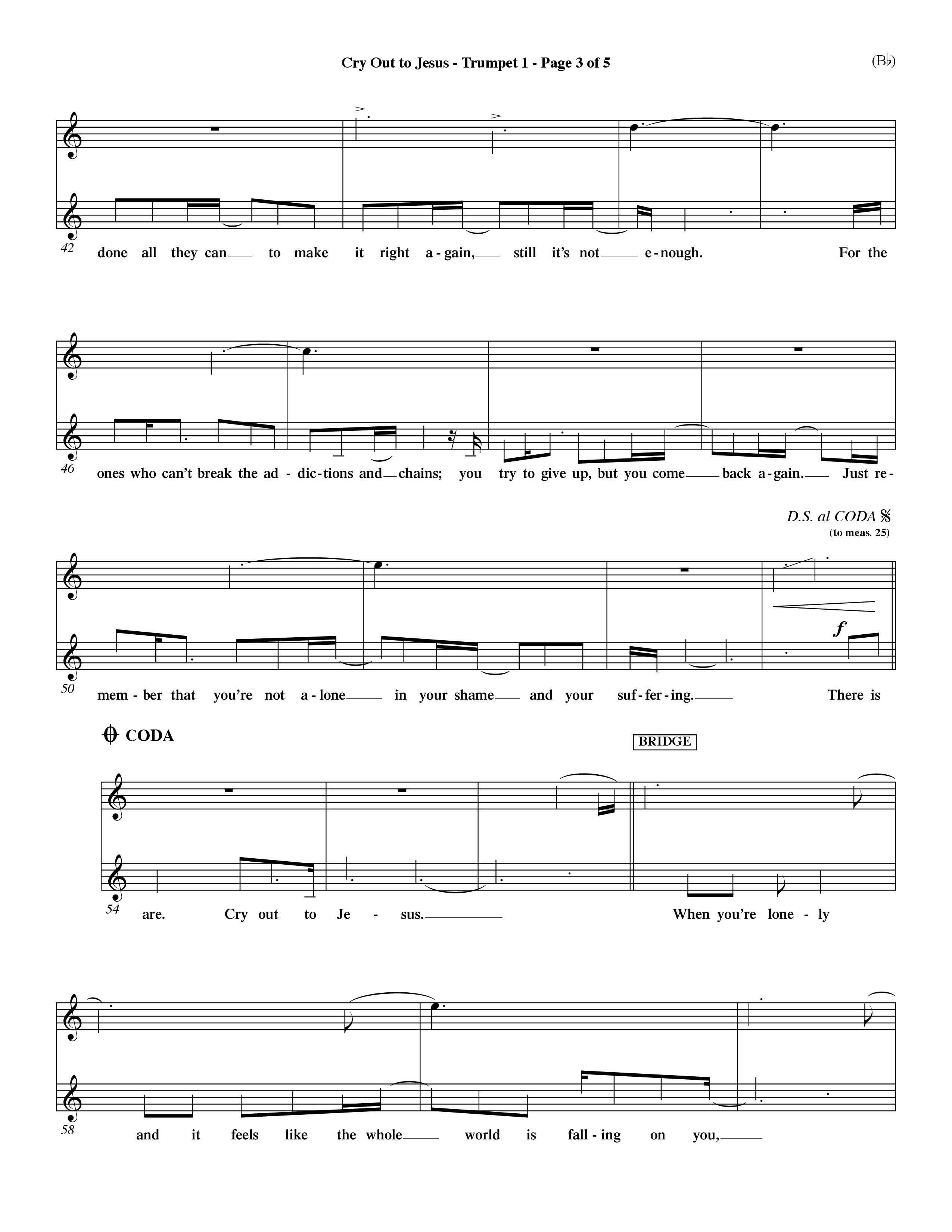 Cry Out To Jesus (Choral Anthem SATB) Trumpet 1 (Word Music Choral / Orch. Dave Williamson)
