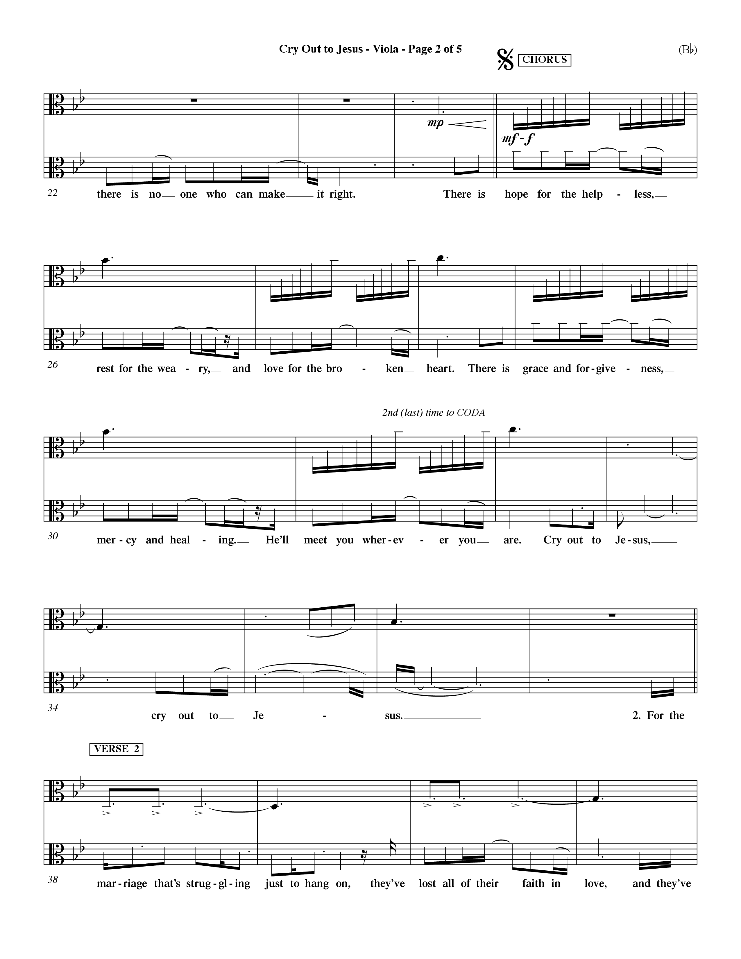 Cry Out To Jesus (Choral Anthem SATB) Viola (Word Music Choral / Orch. Dave Williamson)