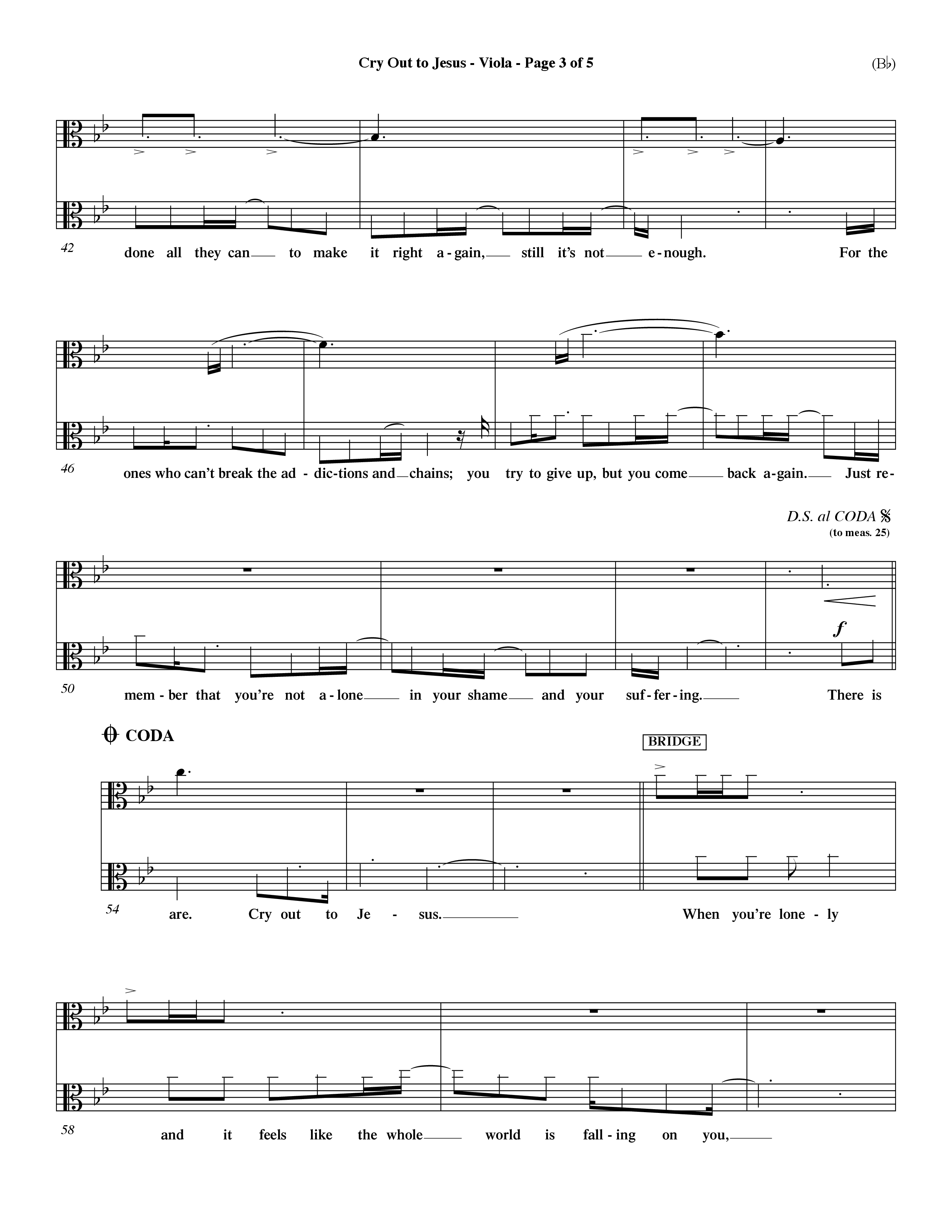 Cry Out To Jesus (Choral Anthem SATB) Viola (Word Music Choral / Orch. Dave Williamson)