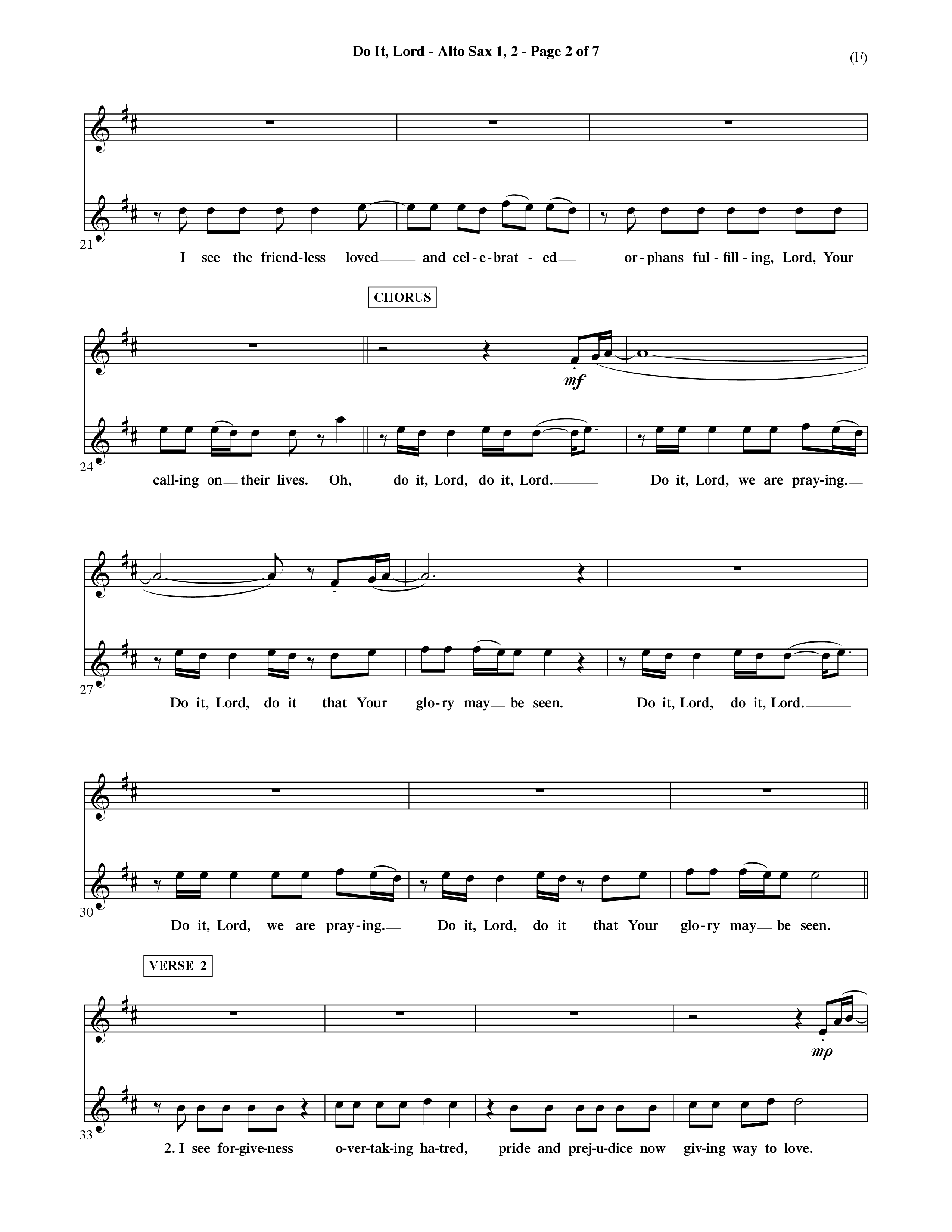 Do It Lord (Choral Anthem SATB) Alto Sax 1/2 (Word Music Choral / Orch. Ric Domenico)