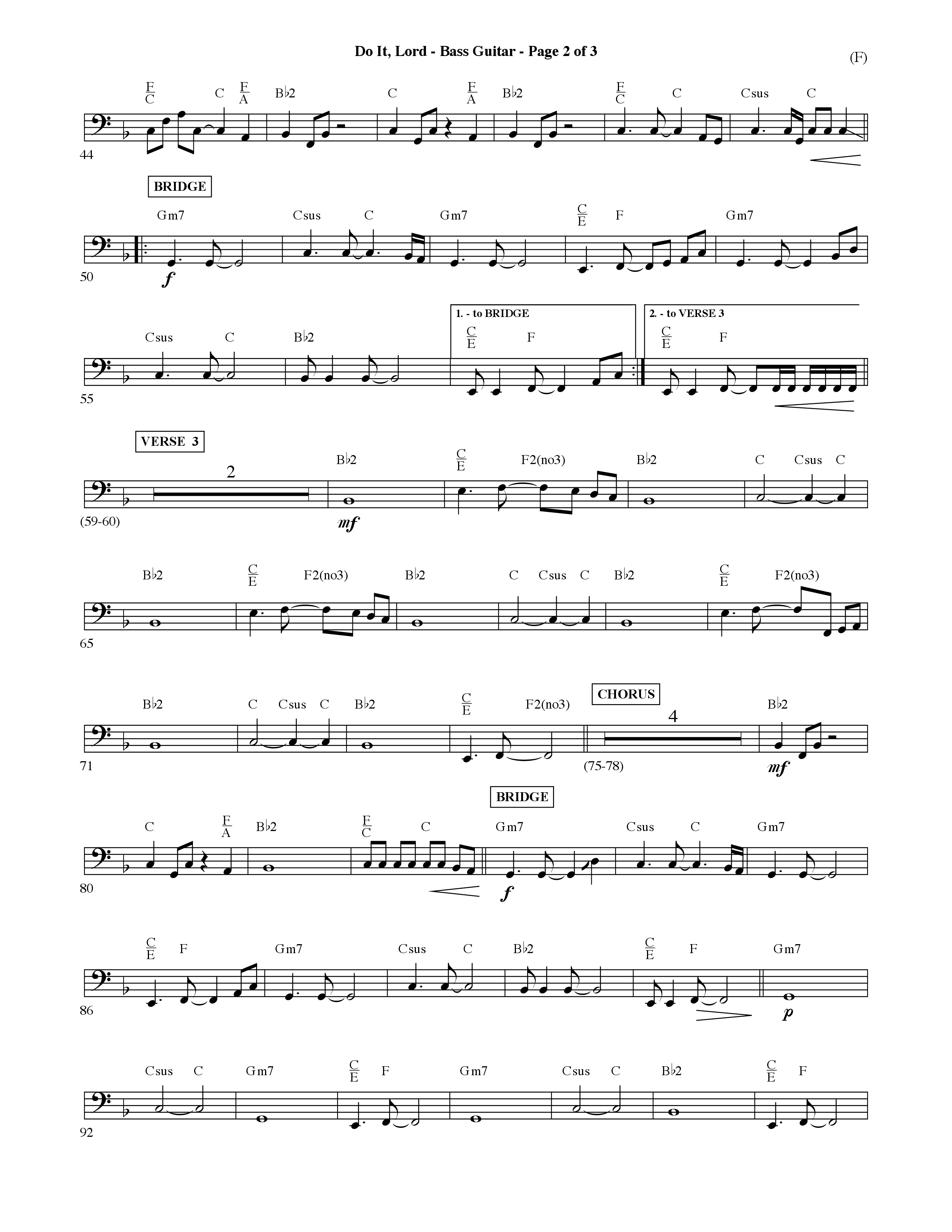 Do It Lord (Choral Anthem SATB) Bass Guitar (Word Music Choral / Orch. Ric Domenico)