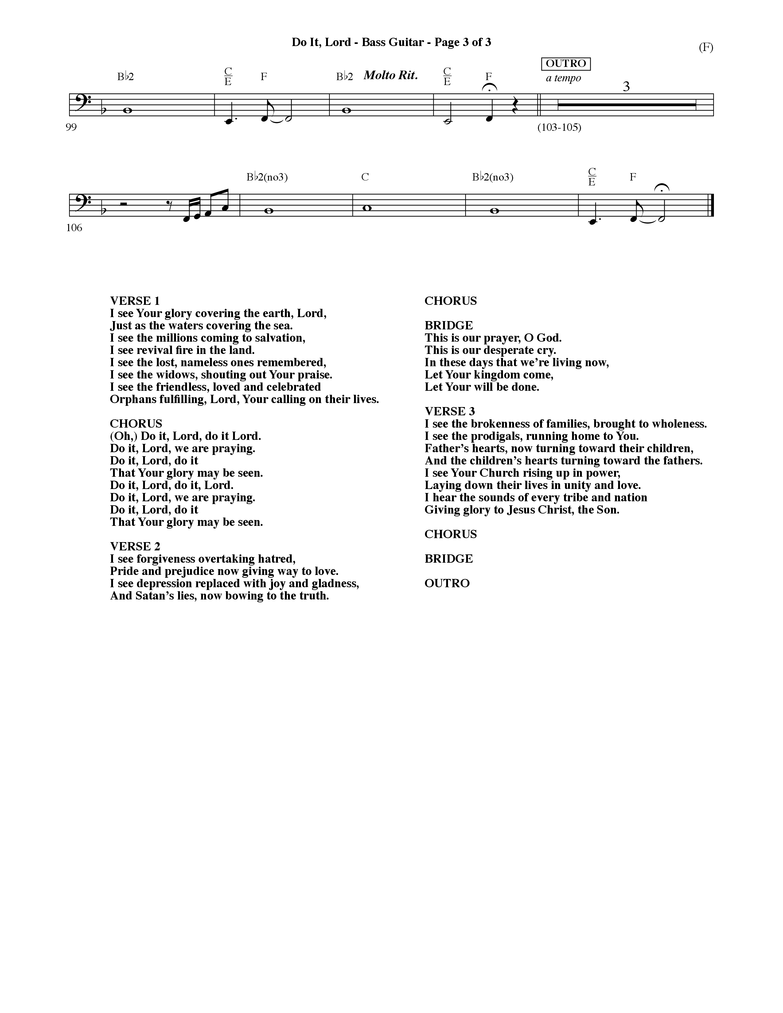 Do It Lord (Choral Anthem SATB) Bass Guitar (Word Music Choral / Orch. Ric Domenico)