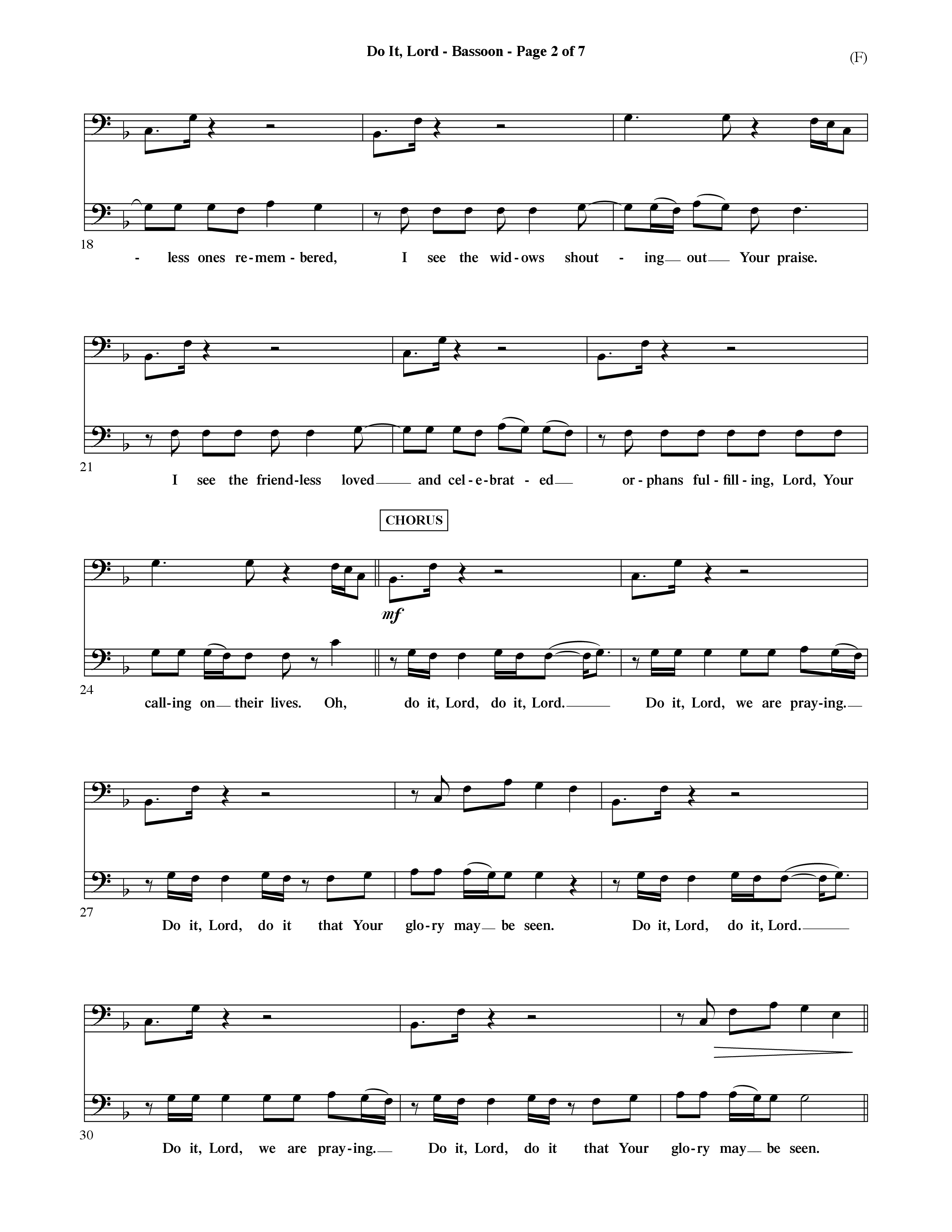 Do It Lord (Choral Anthem SATB) Bassoon (Word Music Choral / Orch. Ric Domenico)