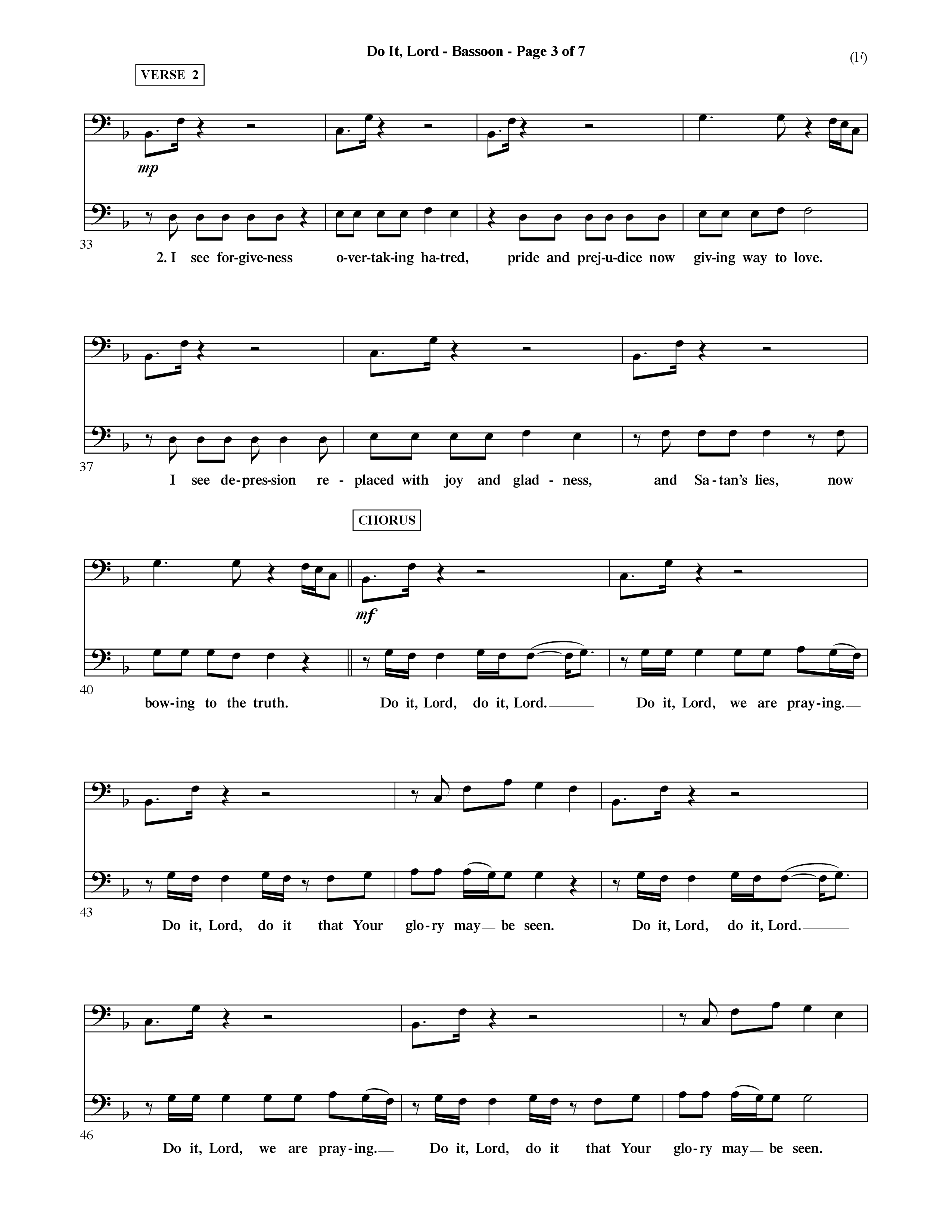 Do It Lord (Choral Anthem SATB) Bassoon (Word Music Choral / Orch. Ric Domenico)
