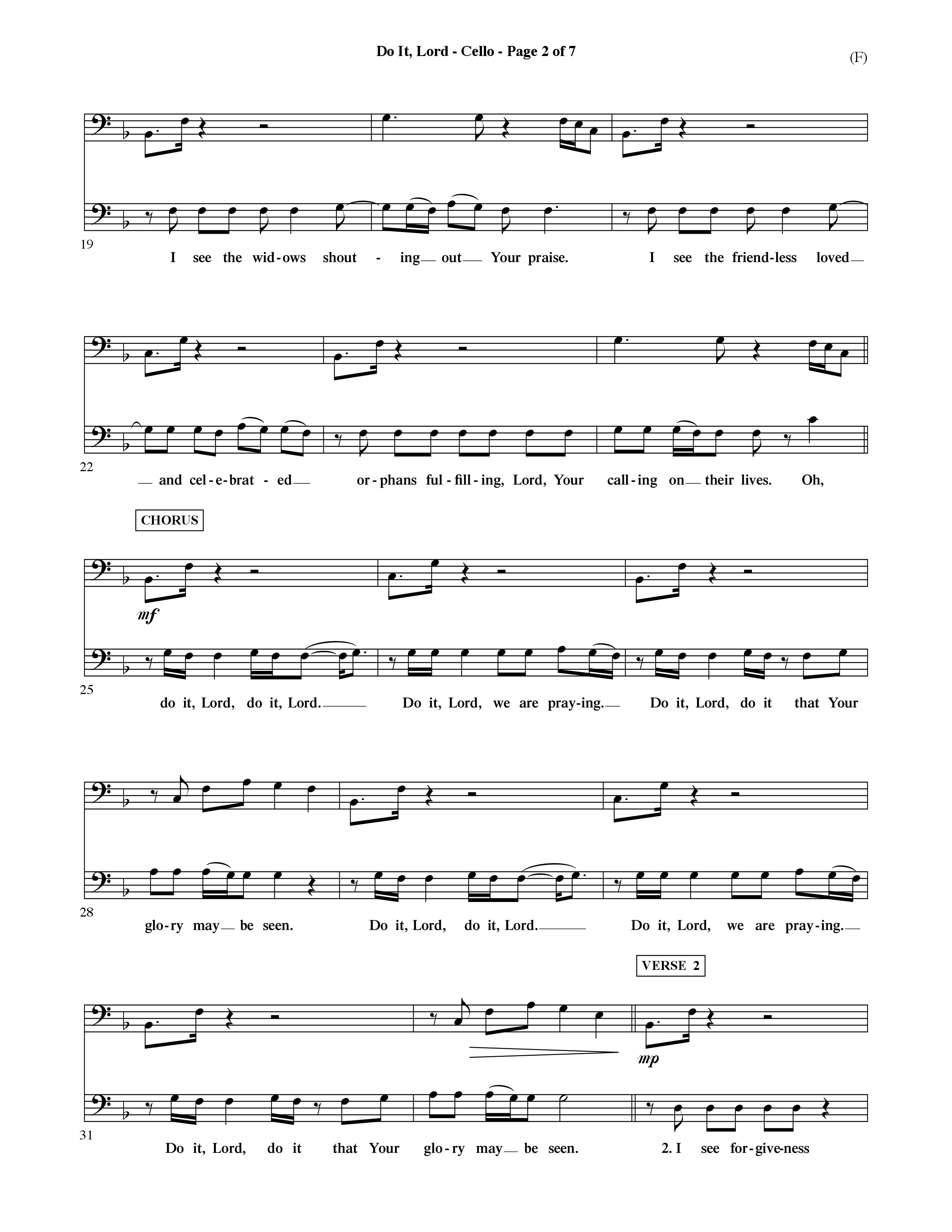 Do It Lord (Choral Anthem SATB) Cello (Word Music Choral / Orch. Ric Domenico)