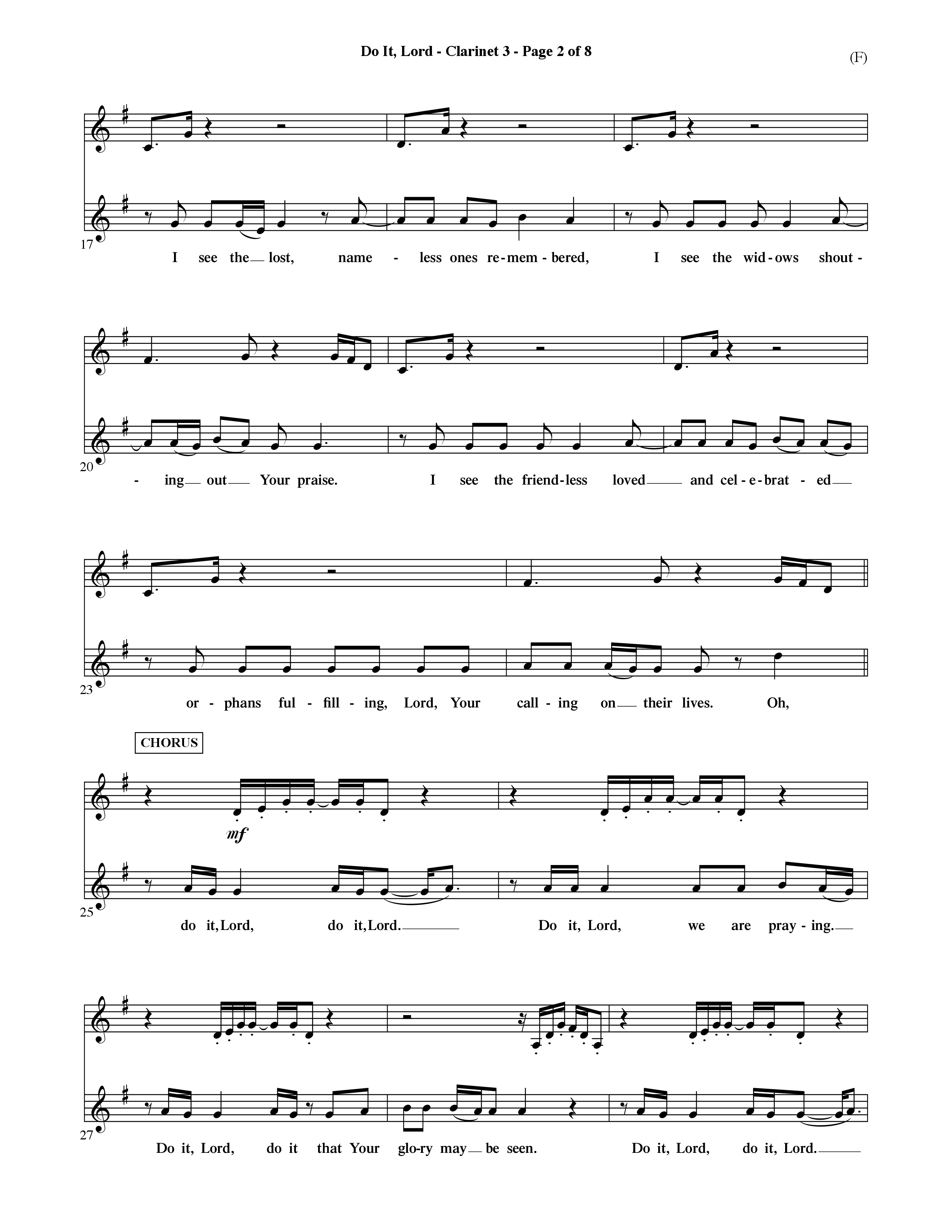 Do It Lord (Choral Anthem SATB) Clarinet 3 (Word Music Choral / Orch. Ric Domenico)