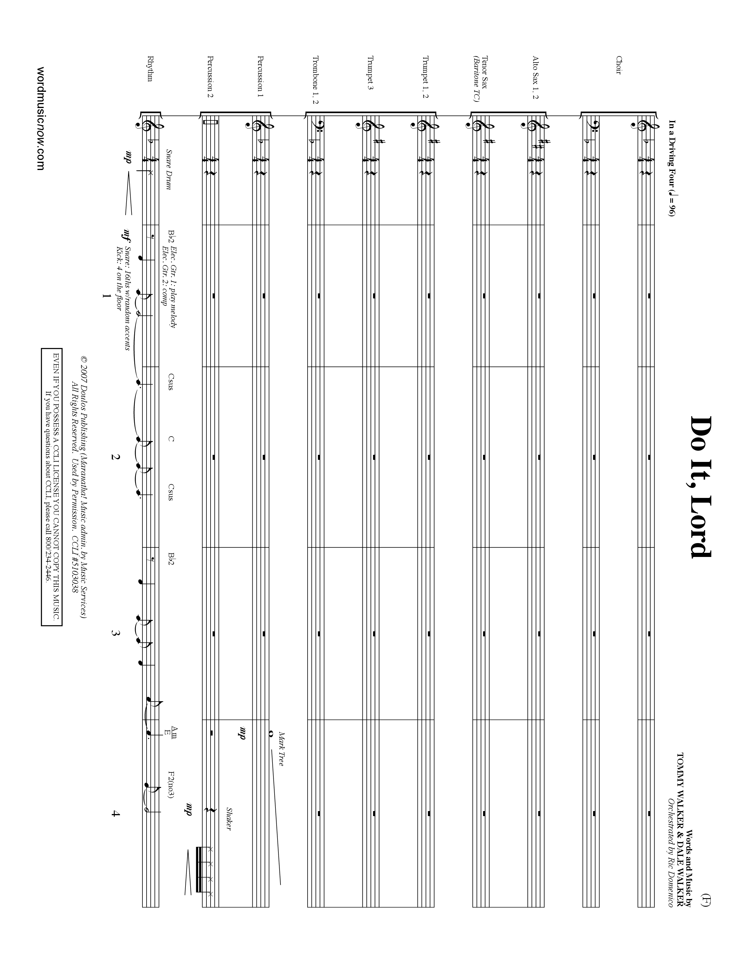 Do It Lord (Choral Anthem SATB) Conductor's Score (Word Music Choral / Orch. Ric Domenico)