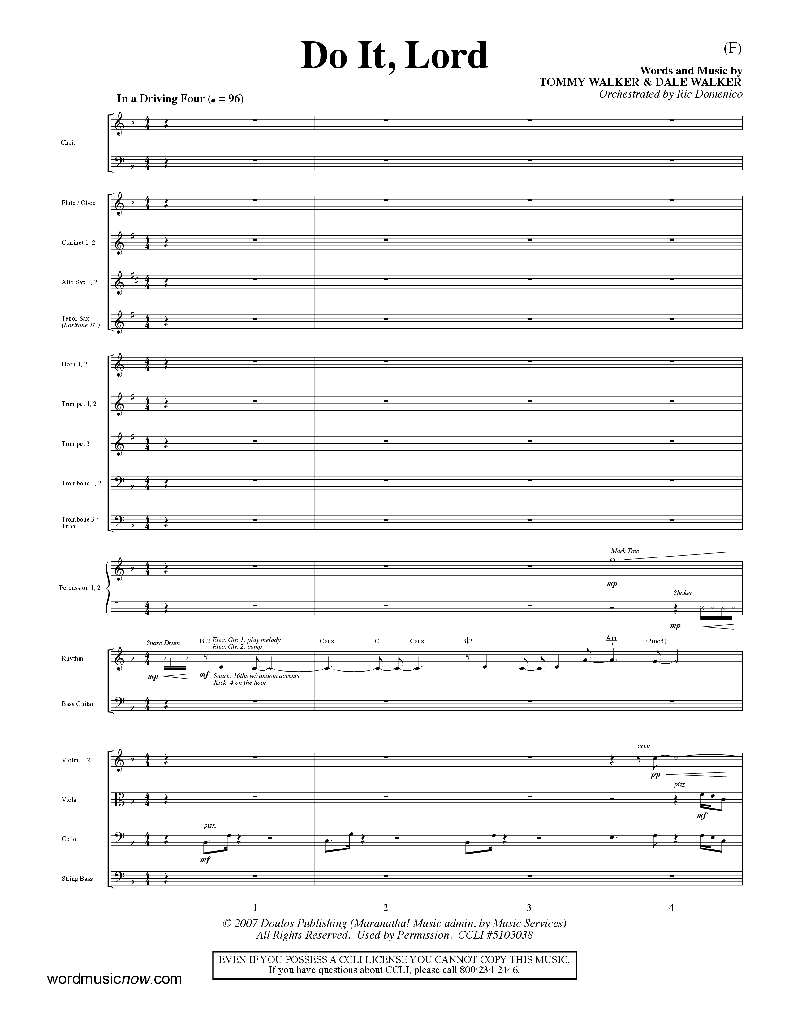 Do It Lord (Choral Anthem SATB) Conductor's Score (Word Music Choral / Orch. Ric Domenico)