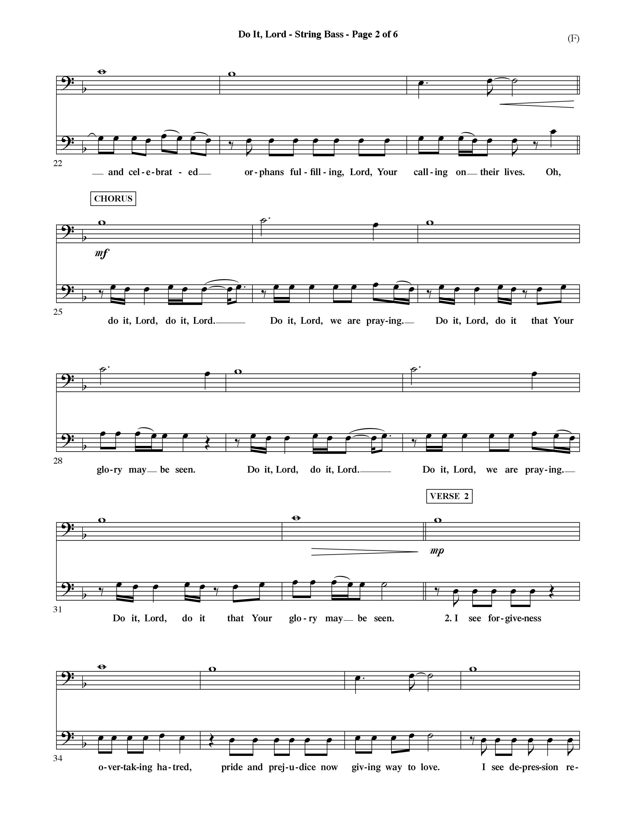 Do It Lord (Choral Anthem SATB) Double Bass (Word Music Choral / Orch. Ric Domenico)