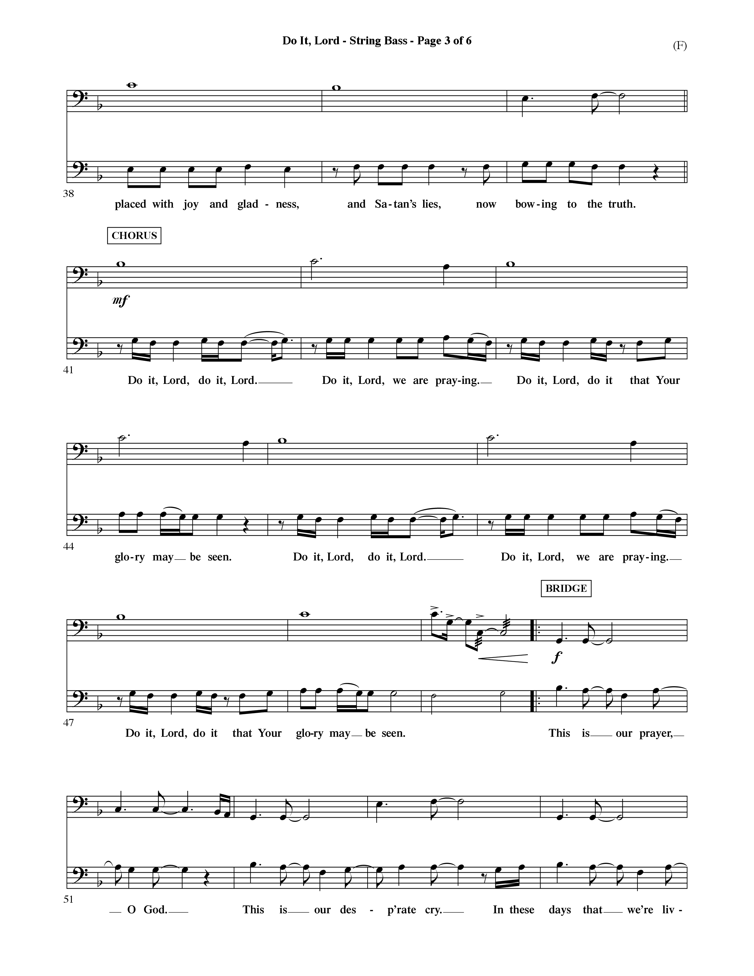 Do It Lord (Choral Anthem SATB) Double Bass (Word Music Choral / Orch. Ric Domenico)