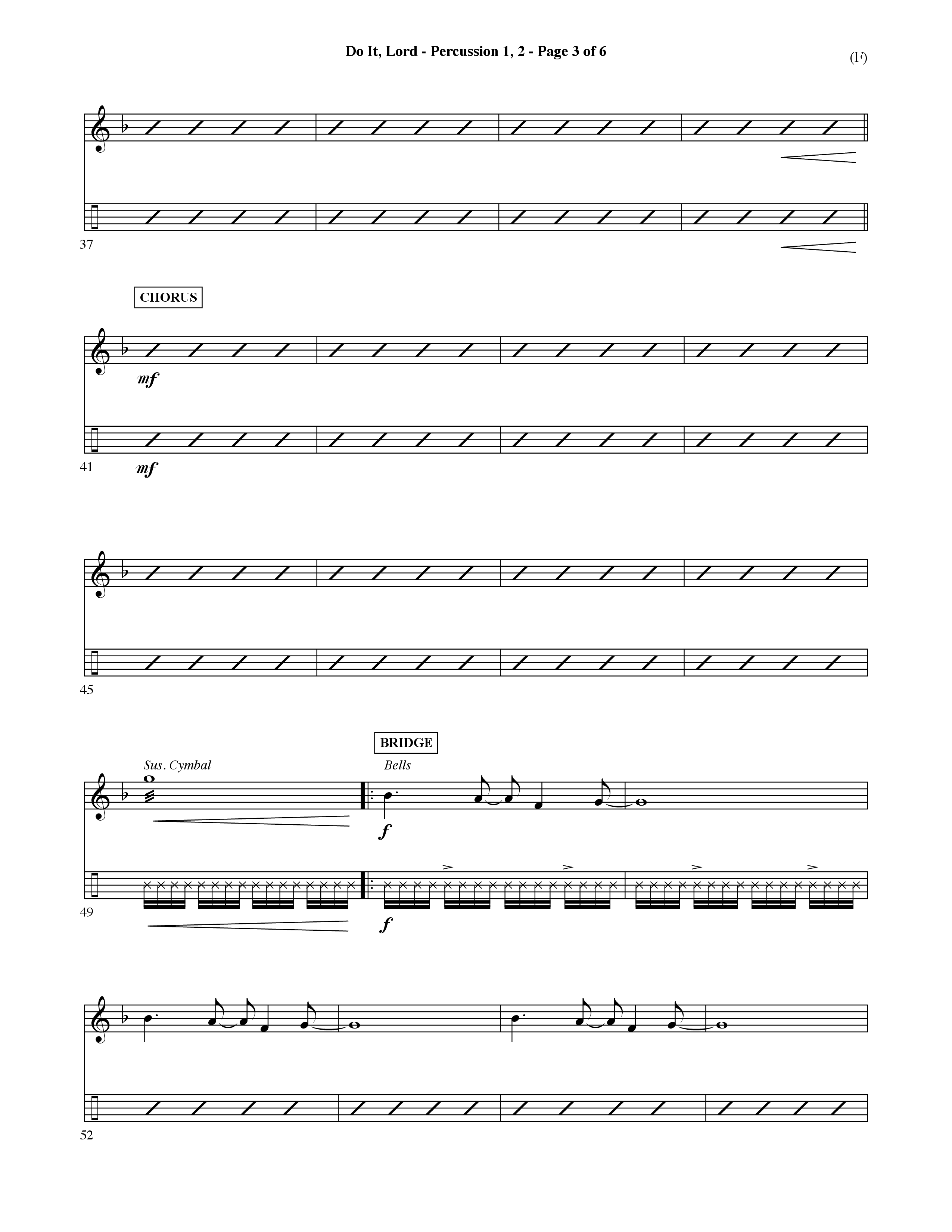 Do It Lord (Choral Anthem SATB) Percussion 1/2 (Word Music Choral / Orch. Ric Domenico)