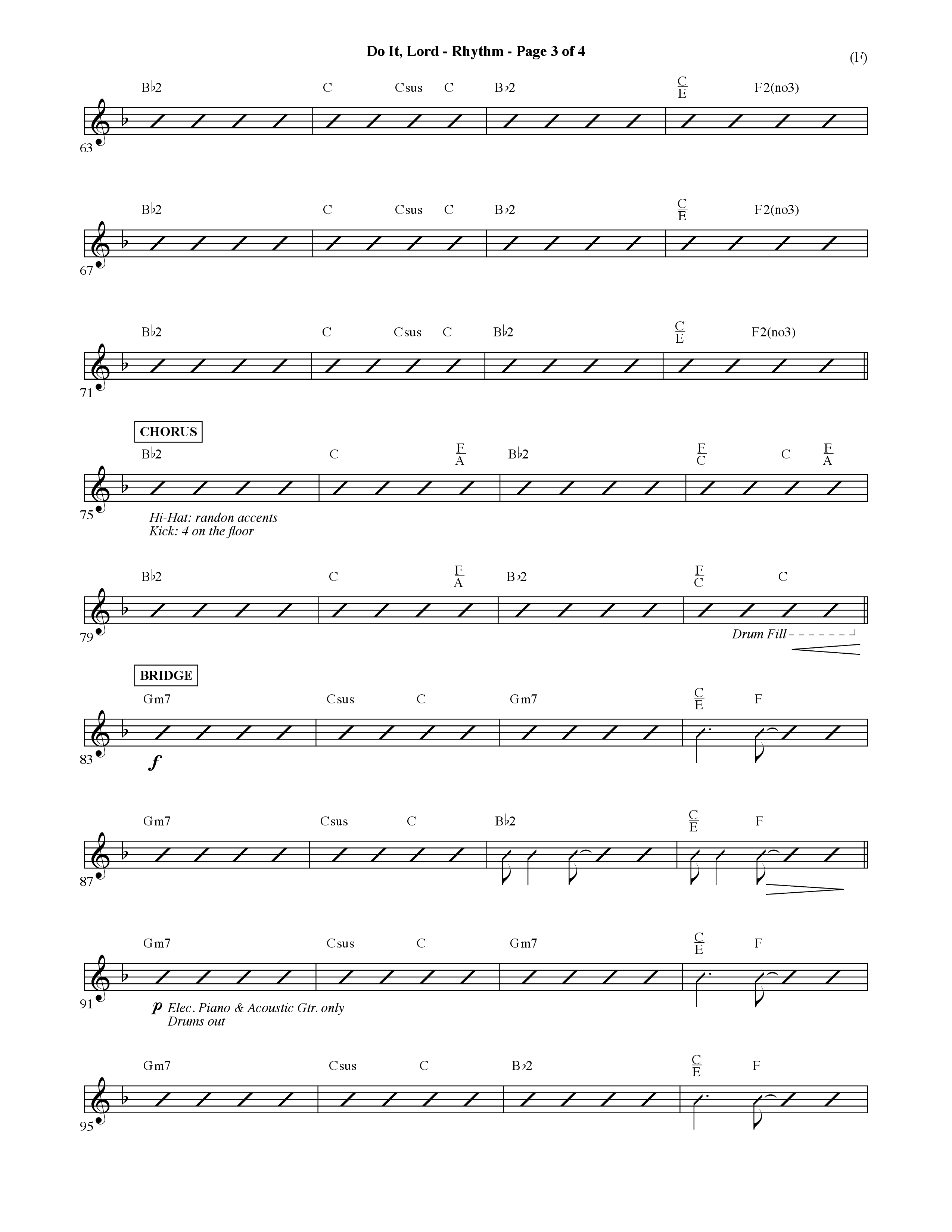 Do It Lord (Choral Anthem SATB) Rhythm Chart (Word Music Choral / Orch. Ric Domenico)