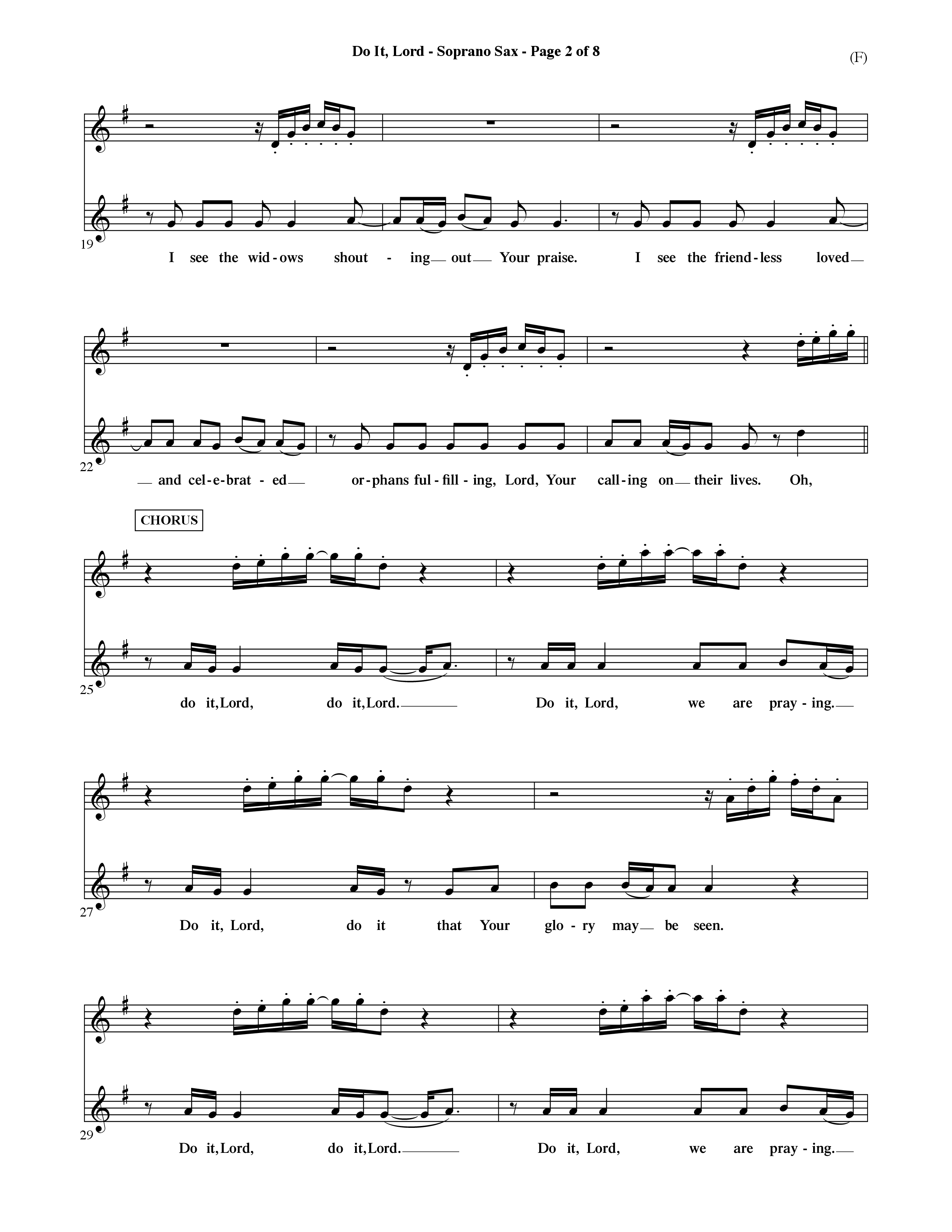 Do It Lord (Choral Anthem SATB) Saxophone (Word Music Choral / Orch. Ric Domenico)