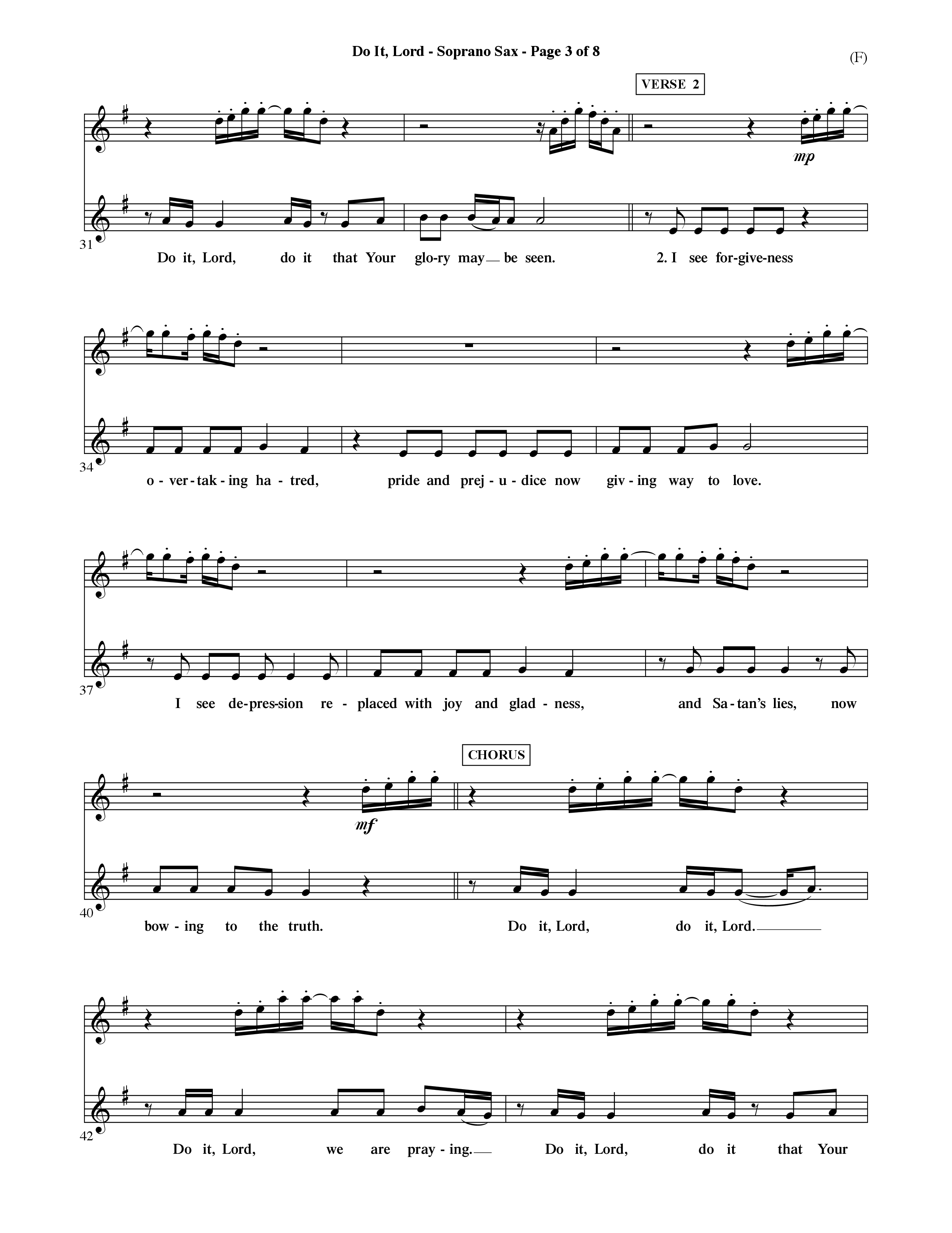 Do It Lord (Choral Anthem SATB) Saxophone (Word Music Choral / Orch. Ric Domenico)