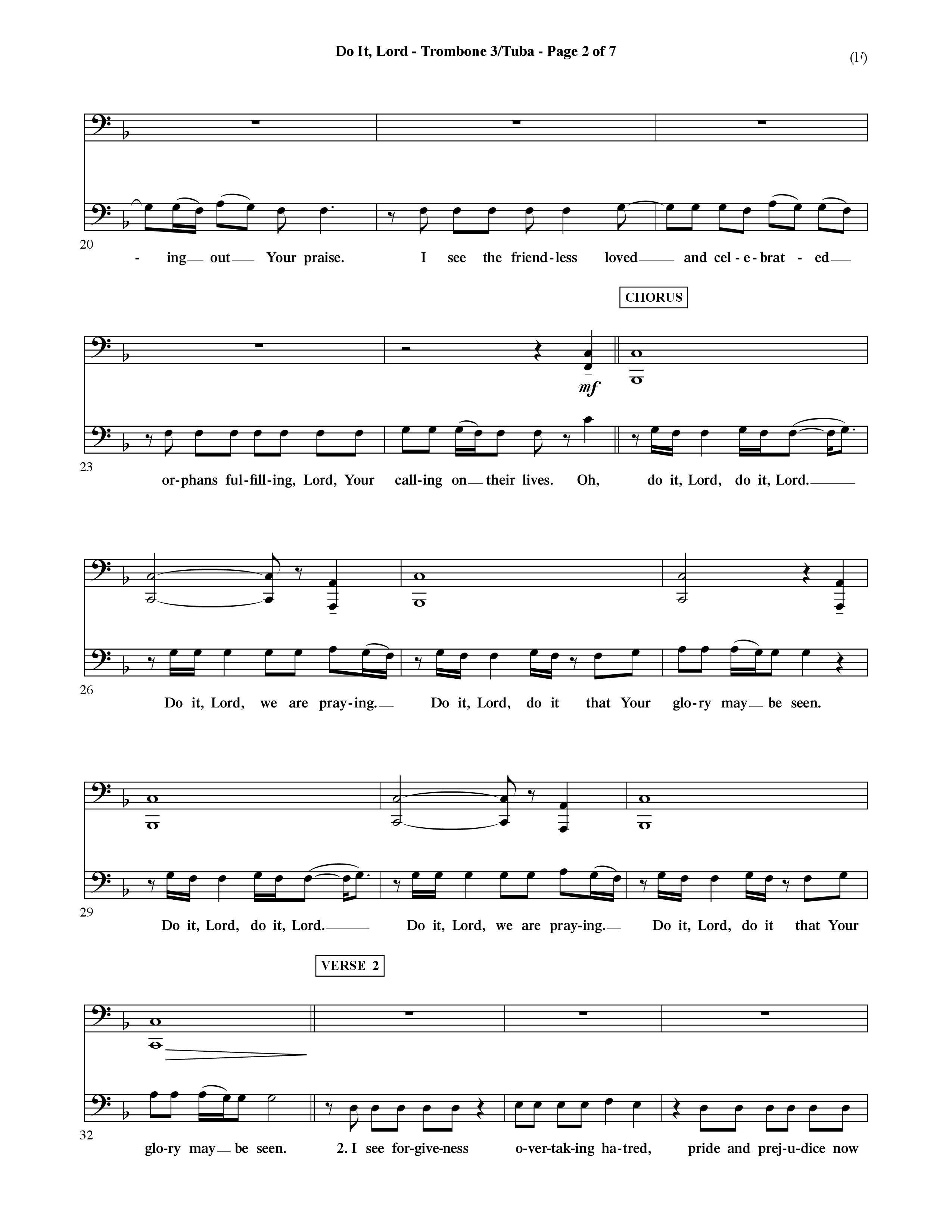 Do It Lord (Choral Anthem SATB) Trombone 3/Tuba (Word Music Choral / Orch. Ric Domenico)