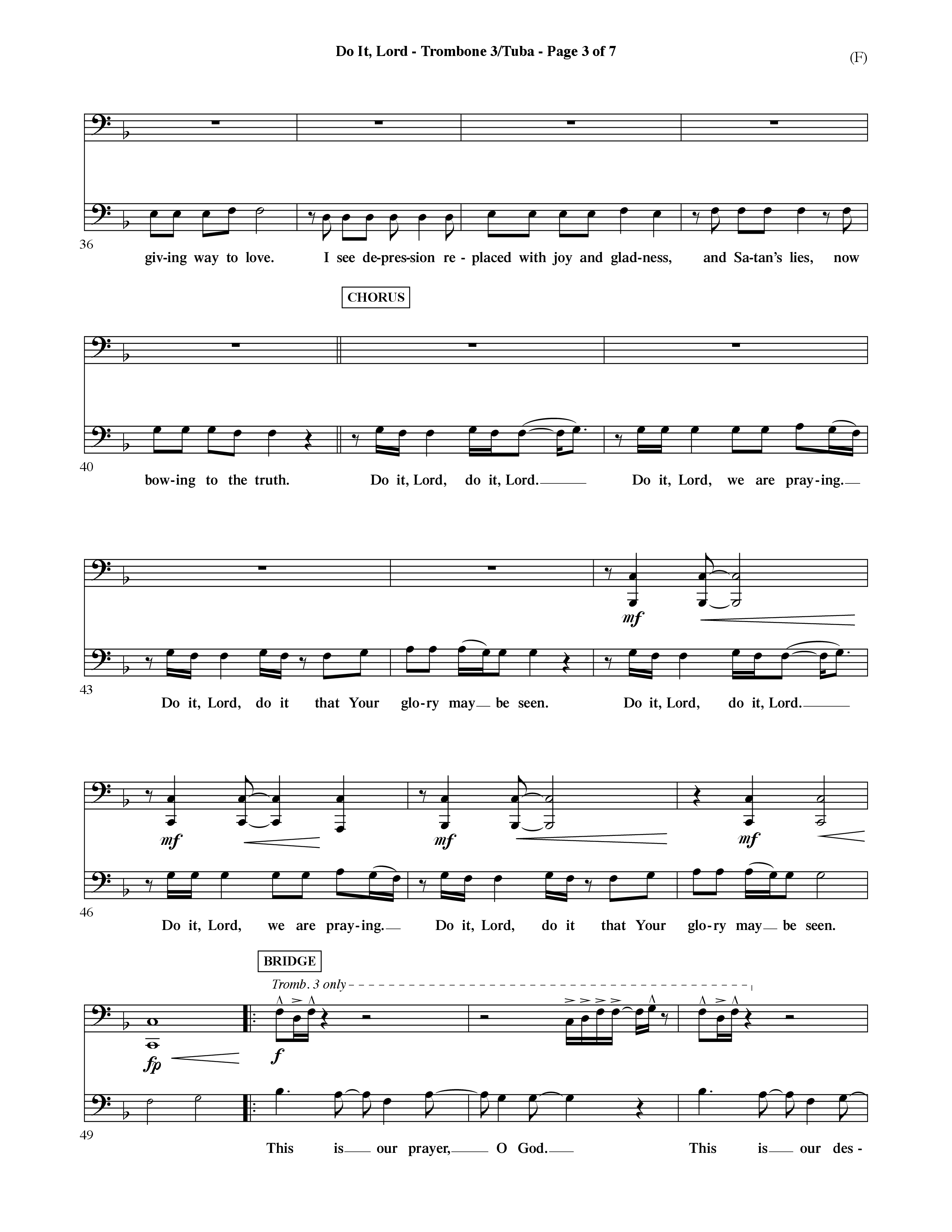 Do It Lord (Choral Anthem SATB) Trombone 3/Tuba (Word Music Choral / Orch. Ric Domenico)