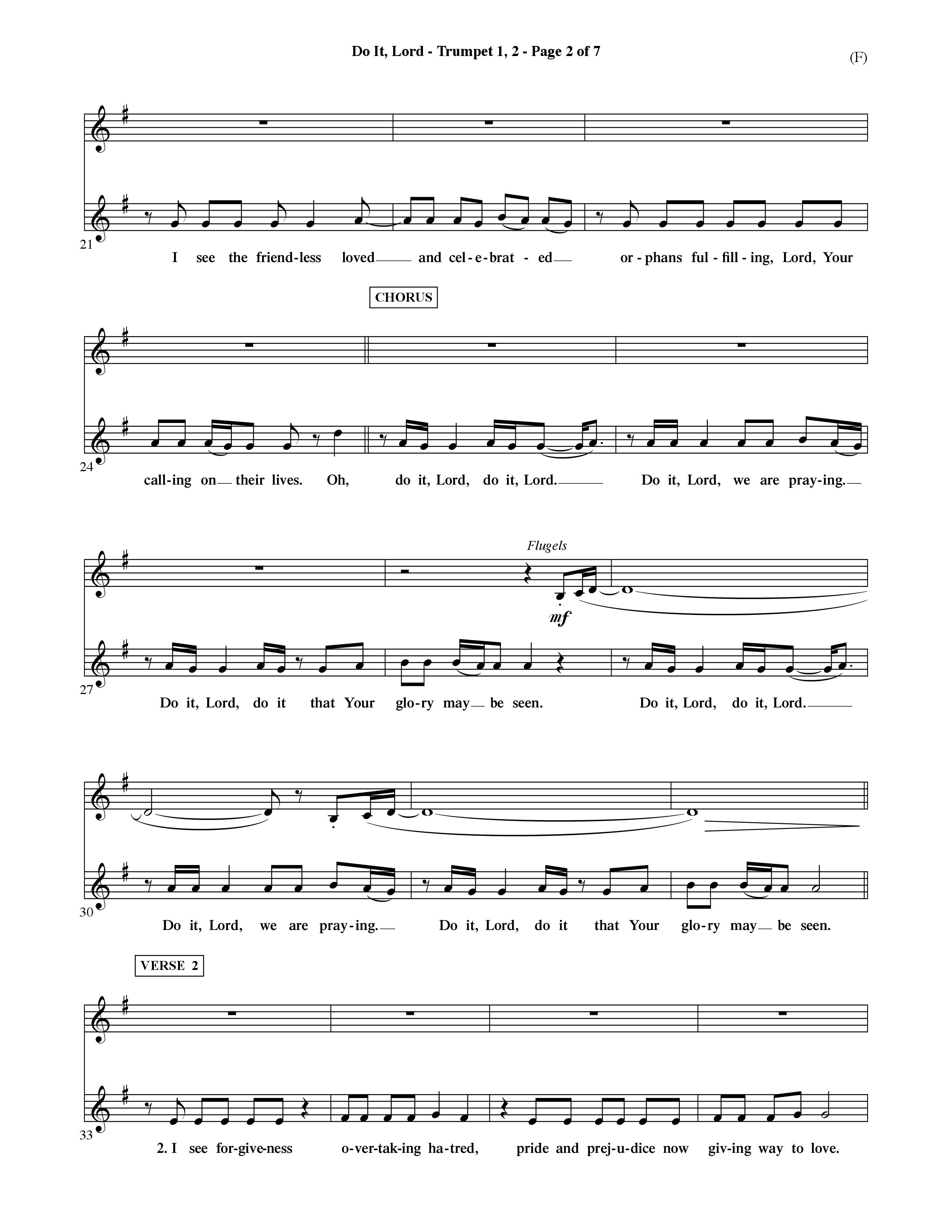 Do It Lord (Choral Anthem SATB) Trumpet 1,2 (Word Music Choral / Orch. Ric Domenico)