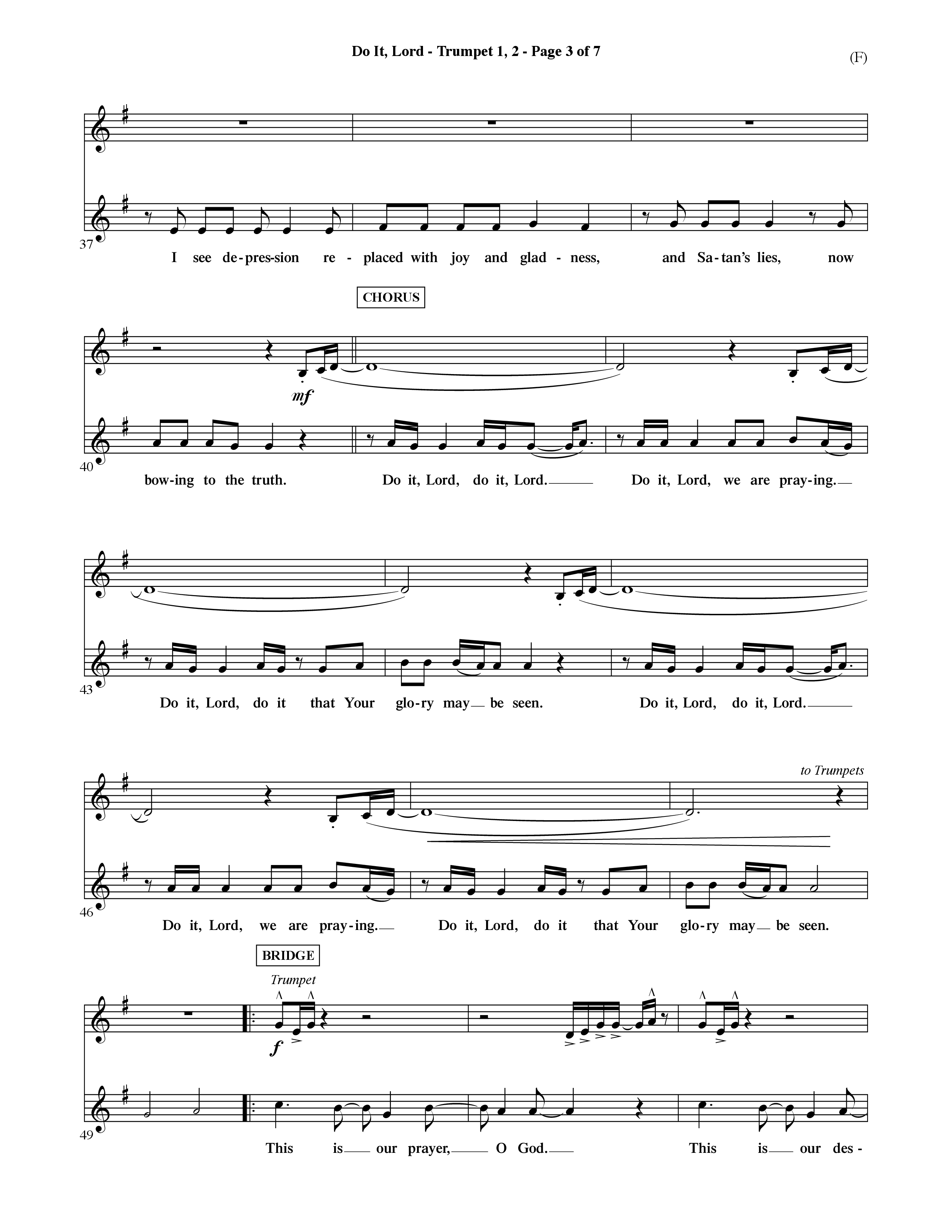 Do It Lord (Choral Anthem SATB) Trumpet 1,2 (Word Music Choral / Orch. Ric Domenico)