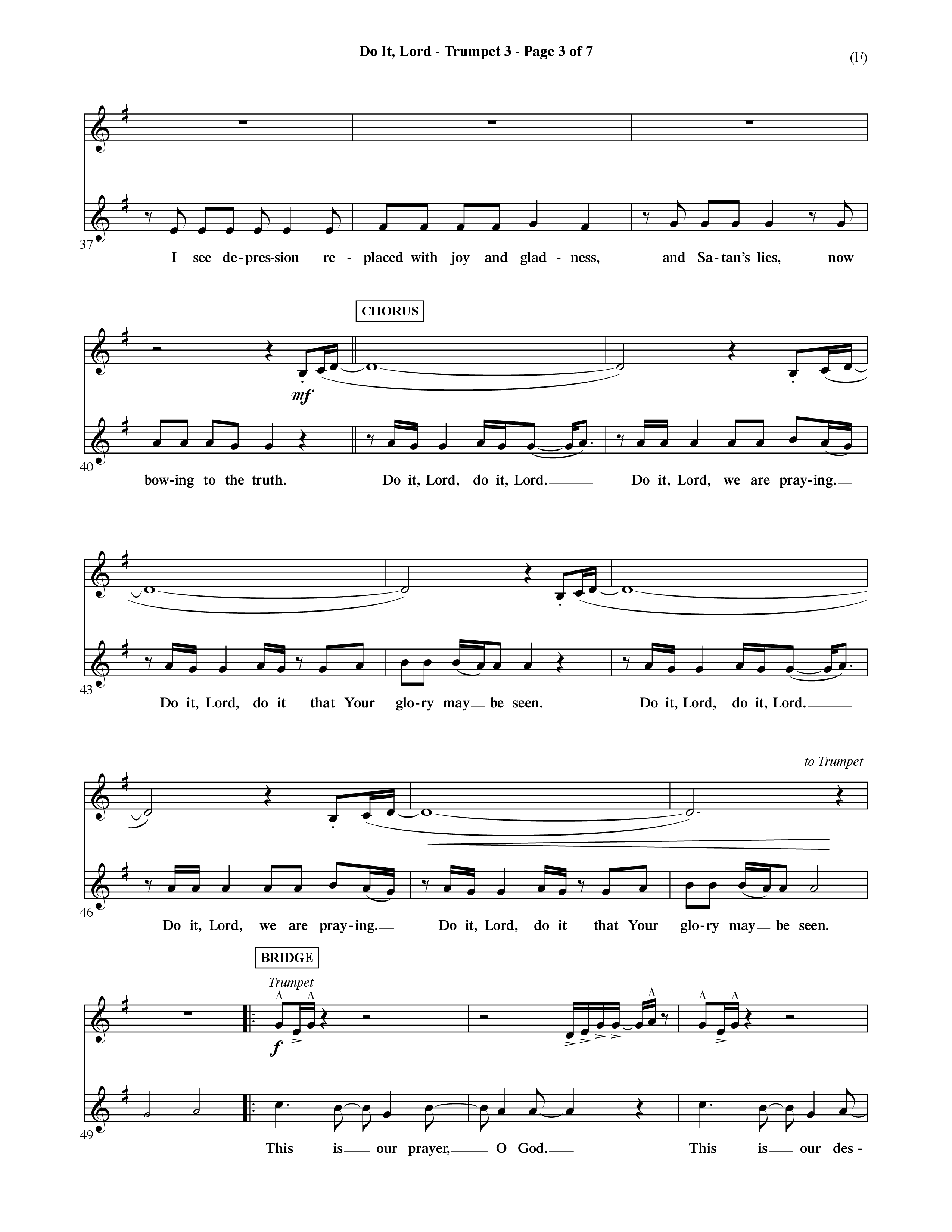 Do It Lord (Choral Anthem SATB) Trumpet 3 (Word Music Choral / Orch. Ric Domenico)