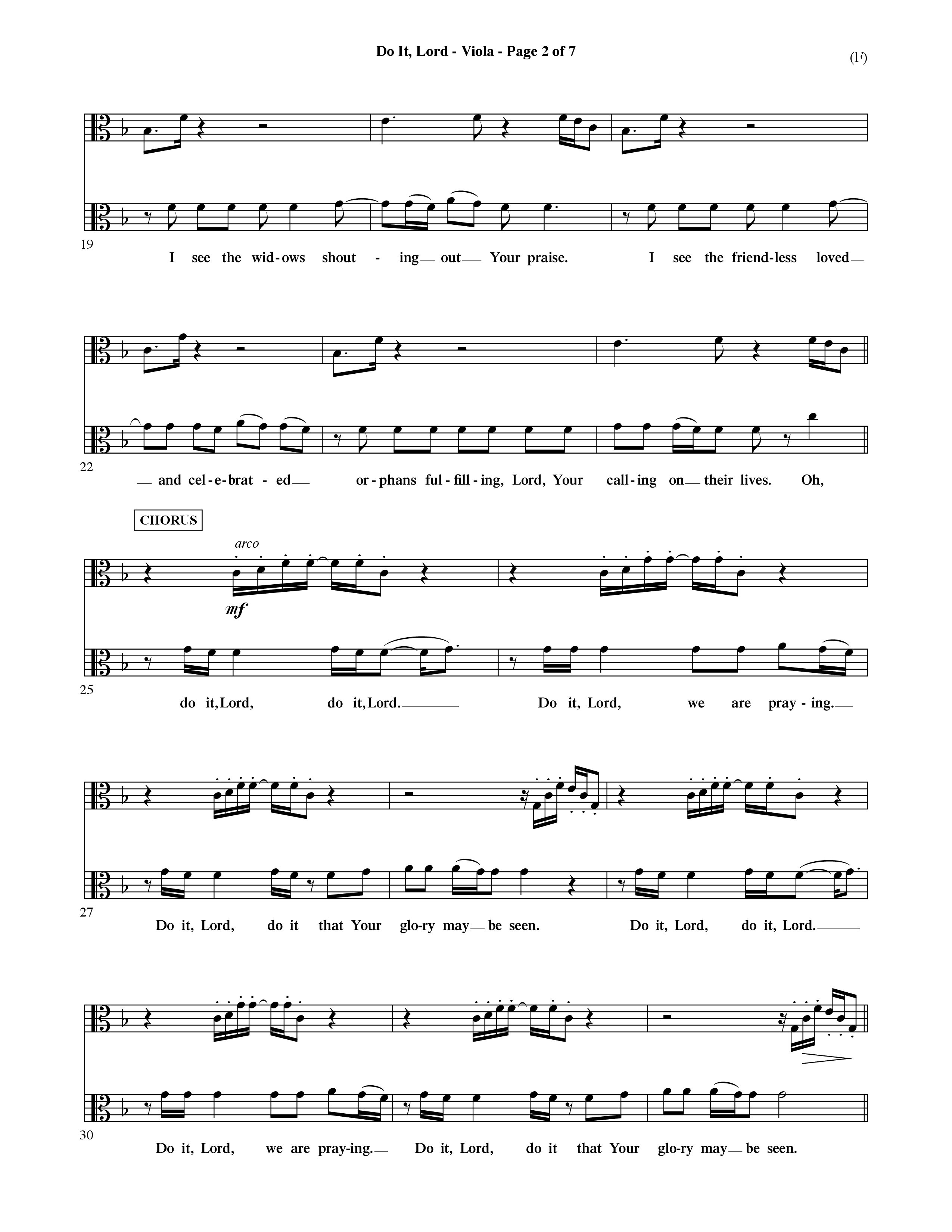Do It Lord (Choral Anthem SATB) Viola (Word Music Choral / Orch. Ric Domenico)